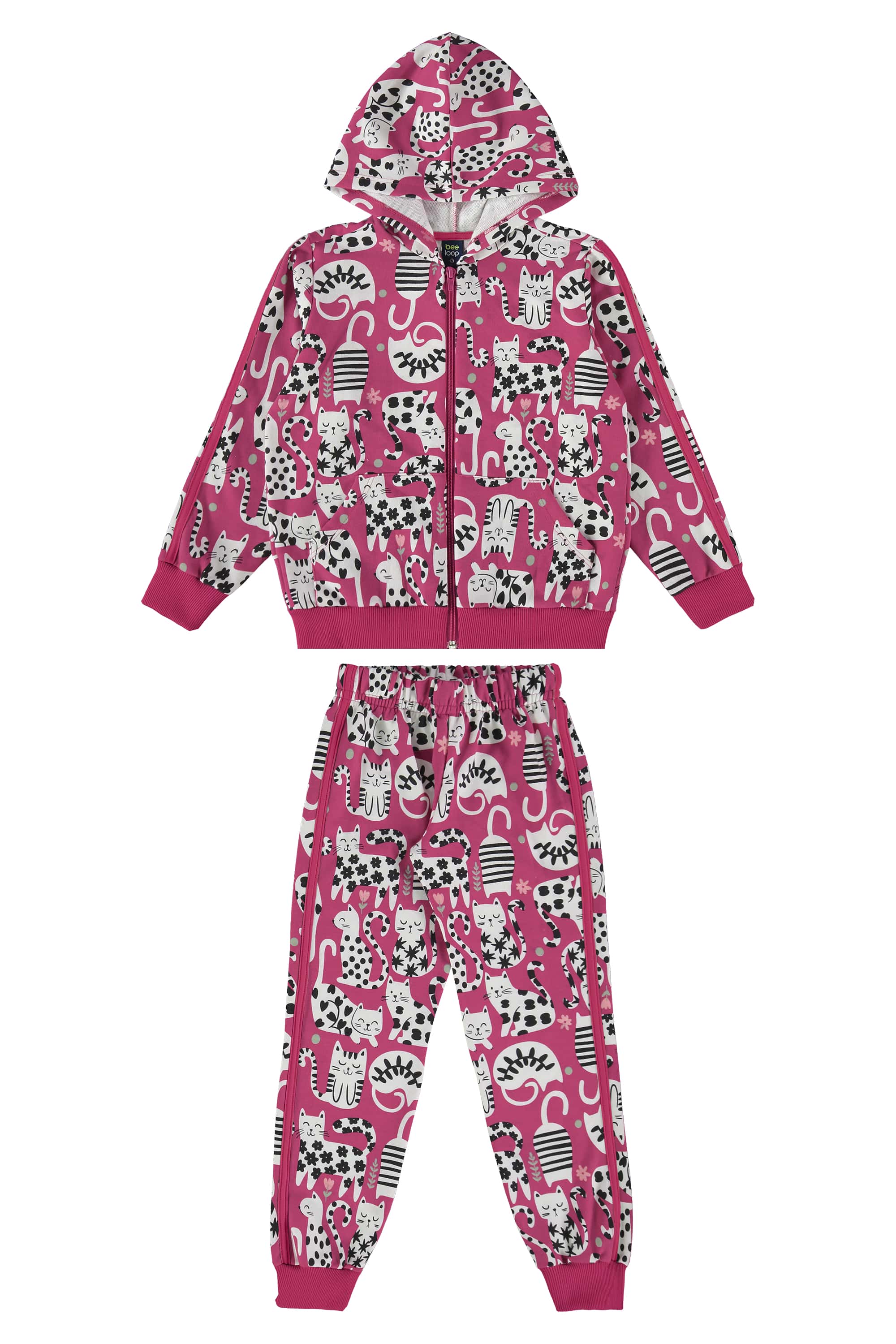Conjunto Infantil Jaqueta e Calça Moletom Sem Felpa (Rosa) Bee Loop