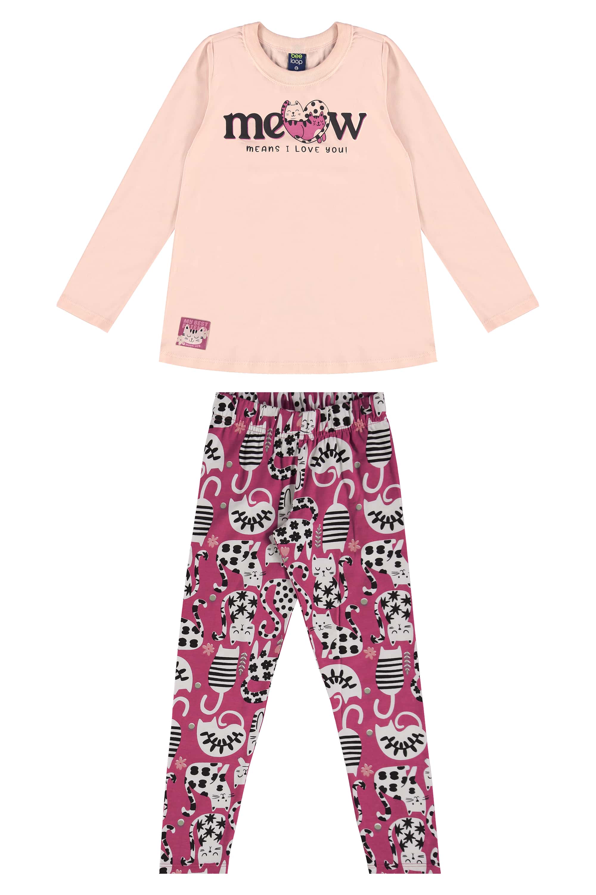 Conjunto para Meninas Blusa Meia Malha e Calça Legging em Cotton (Rosa Claro) Bee Loop - Imagem 13