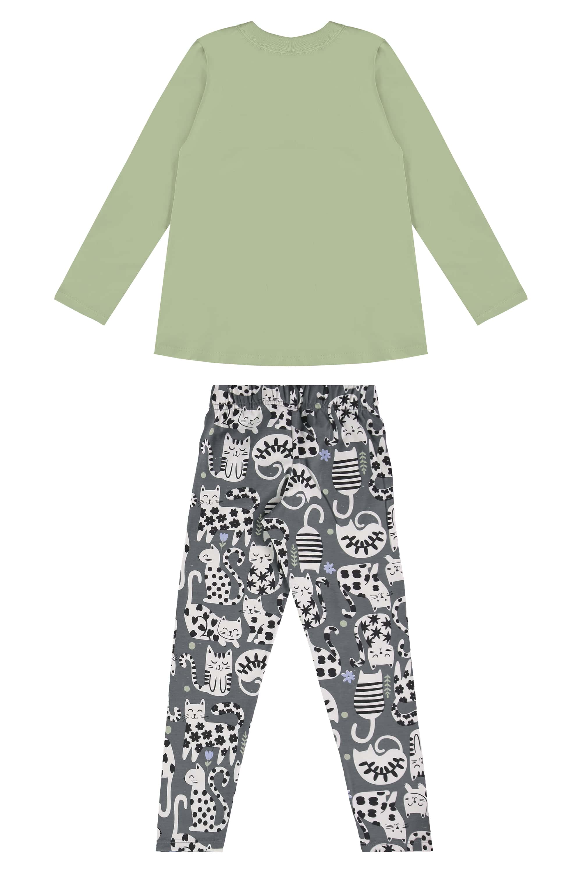 Conjunto para Meninas Blusa Meia Malha e Calça Legging em Cotton (Verde Claro) Bee Loop - Imagem 26