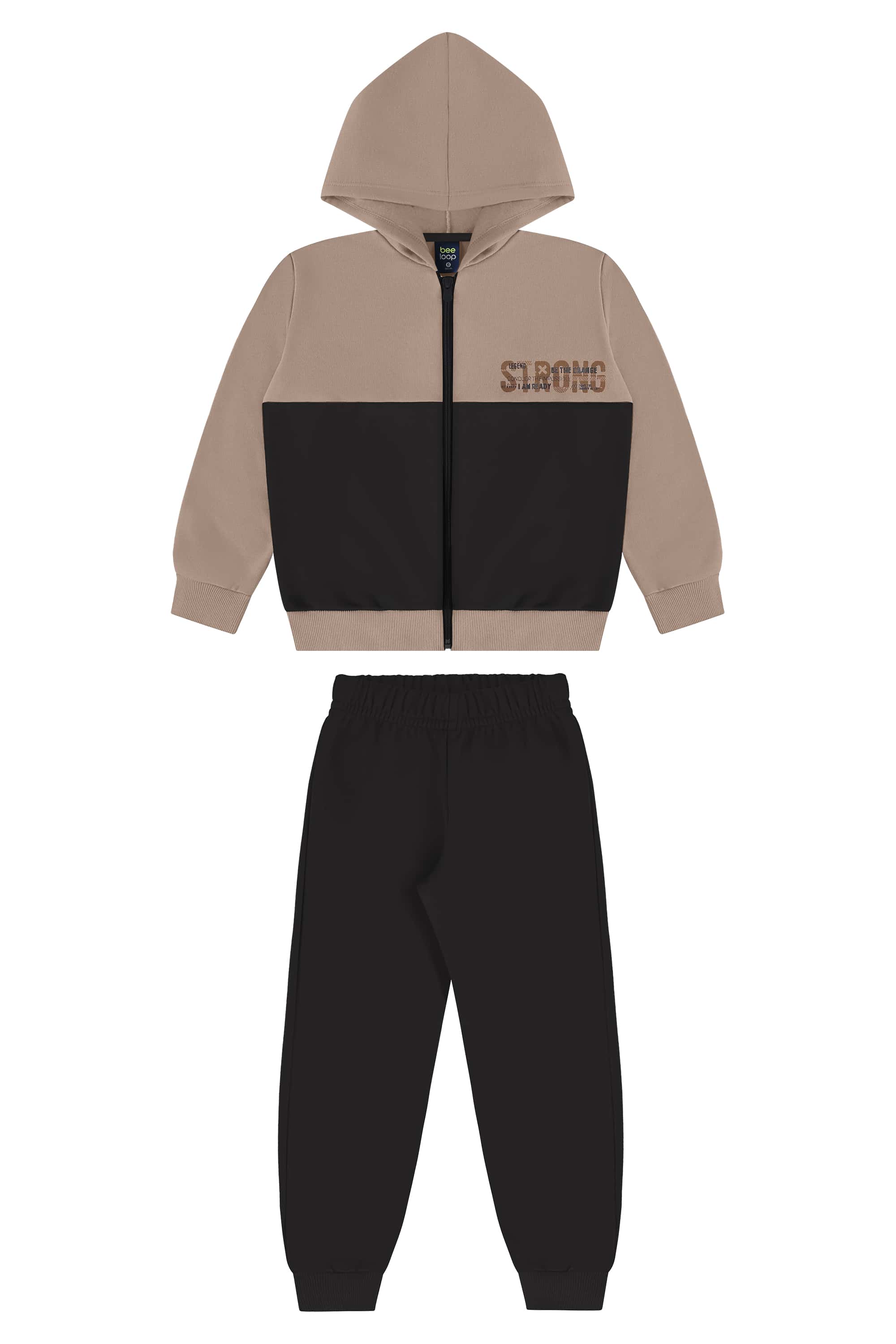 Conjunto Menino Calça e Jaqueta Moletom (Marrom) Bee Loop