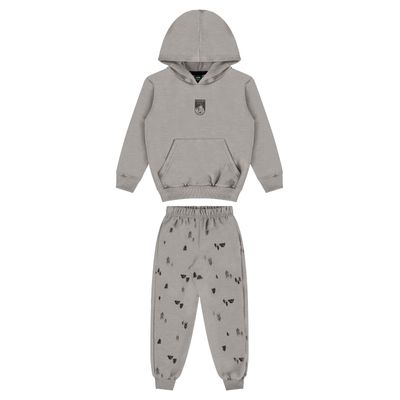 Conjunto Infantil em Moletom com Blusão e Calça (Cinza) Bee Loop