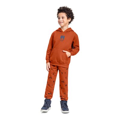 Conjunto Infantil em Moletom com Blusão e Calça (Marrom) Bee Loop