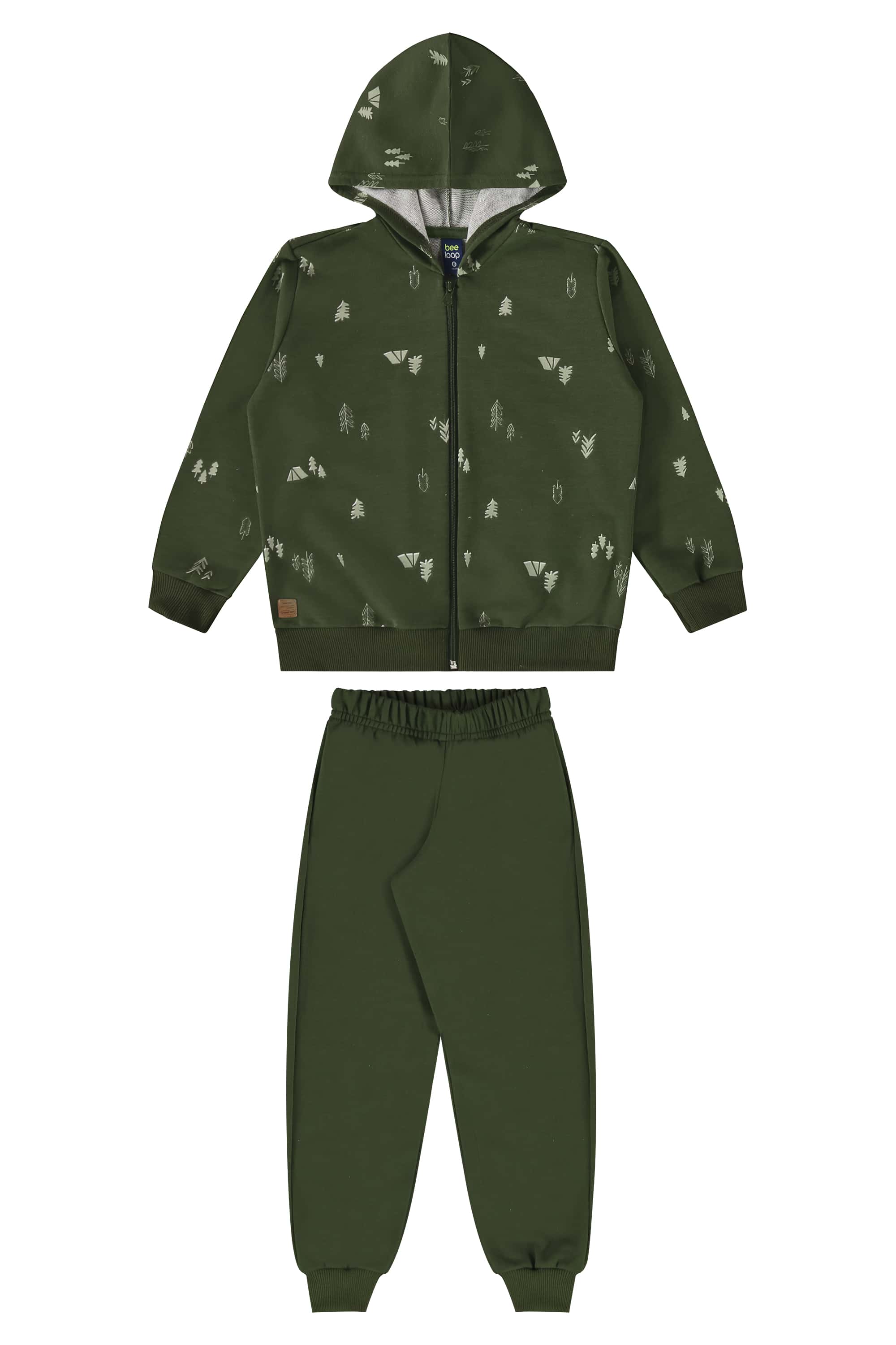 Conjunto Jaqueta com Capuz e Calça Moletom para Meninos (Verde) Bee Loop - Imagem 19
