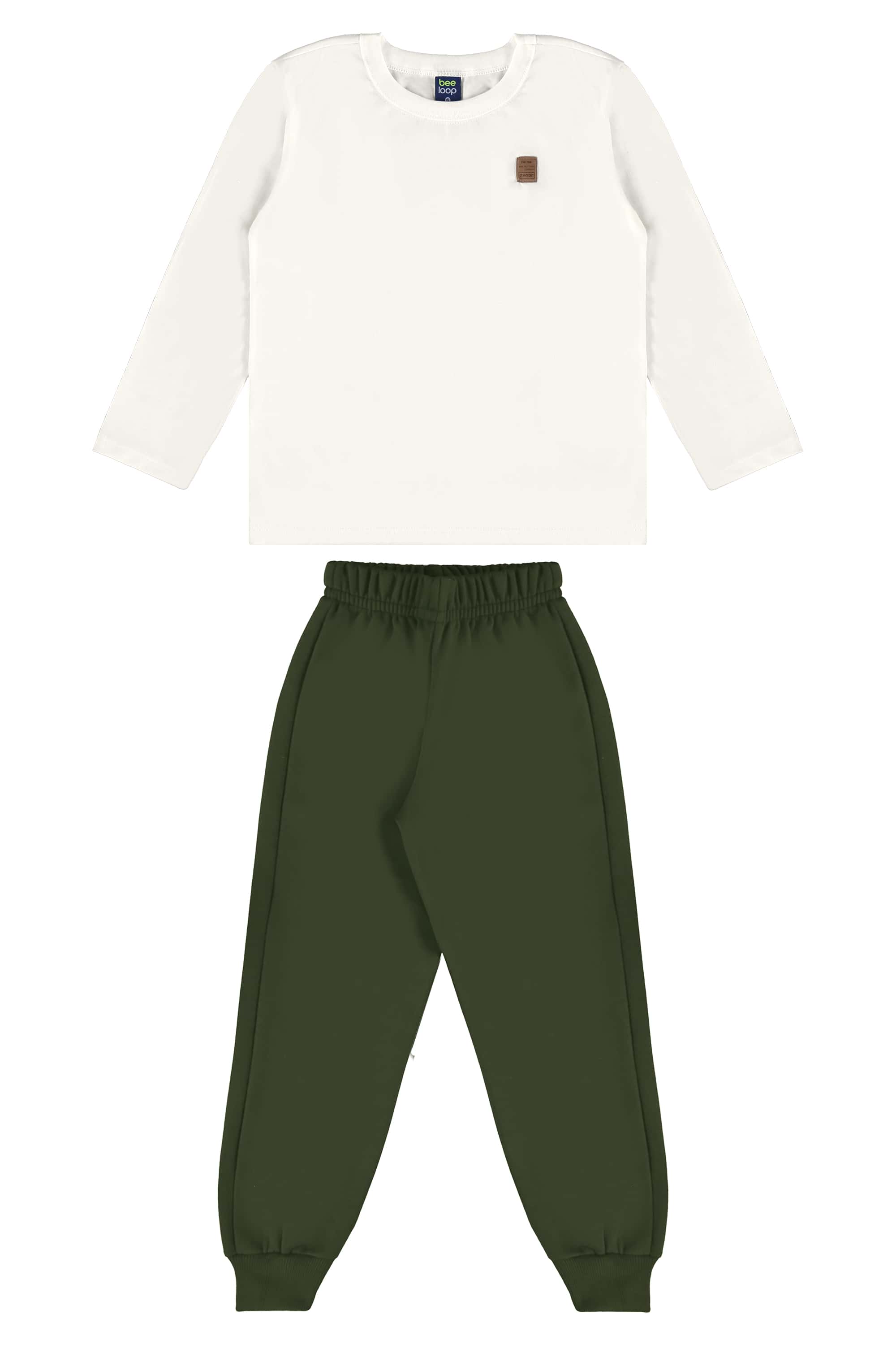Conjunto Infantil com Blusa e Calça para Menino (Off White) Bee Loop