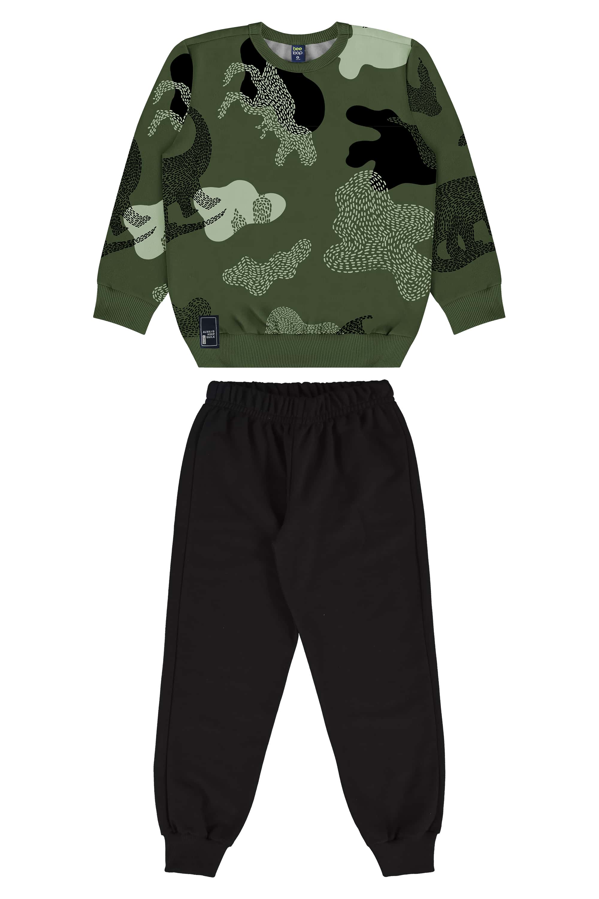 Conjunto com Blusão e Calça Infantil Masculino (Verde) Bee Loop
