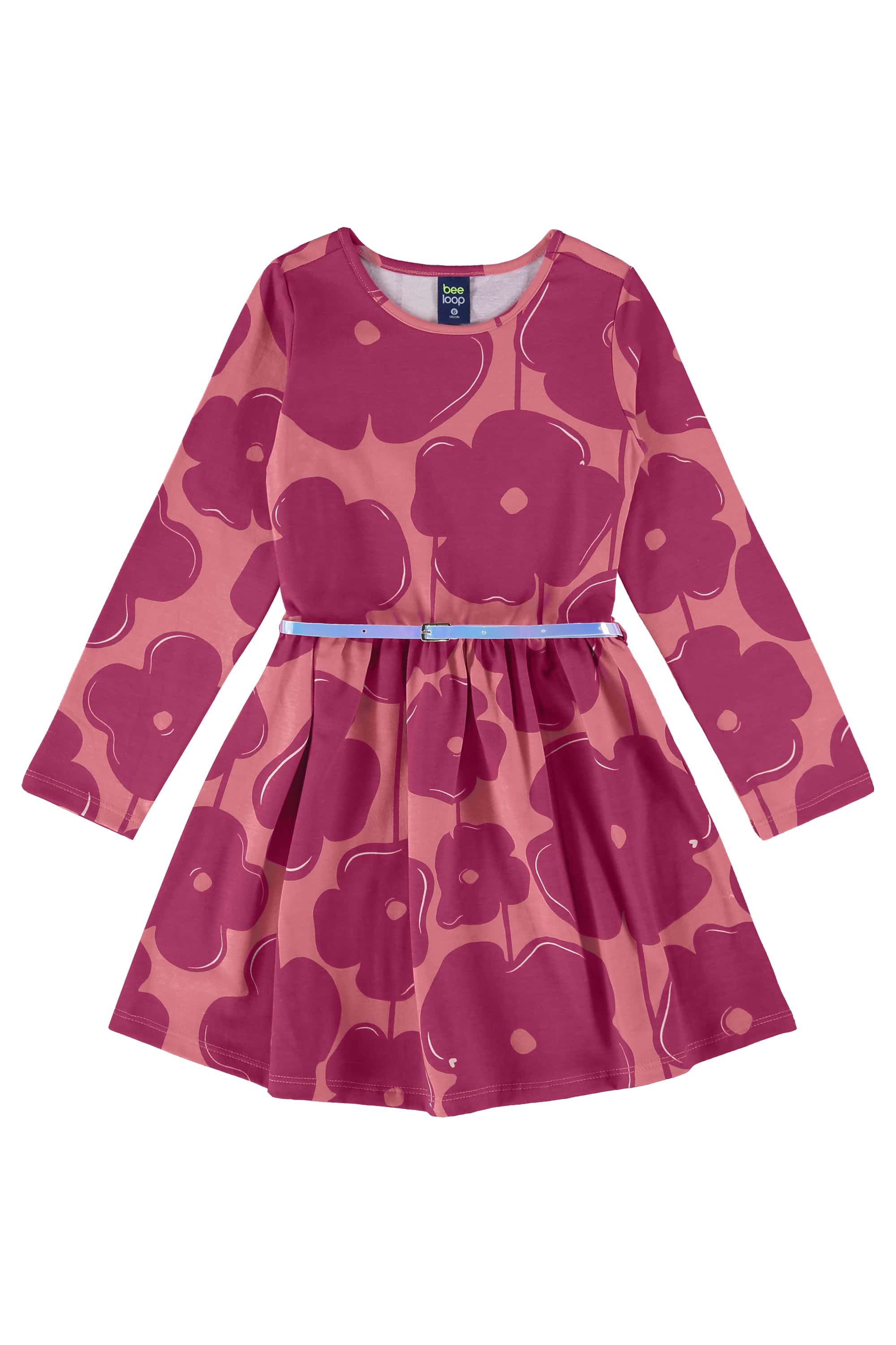 Vestido Infantil Manga Longa com Cinto (Rosa) Bee Loop - Imagem 11