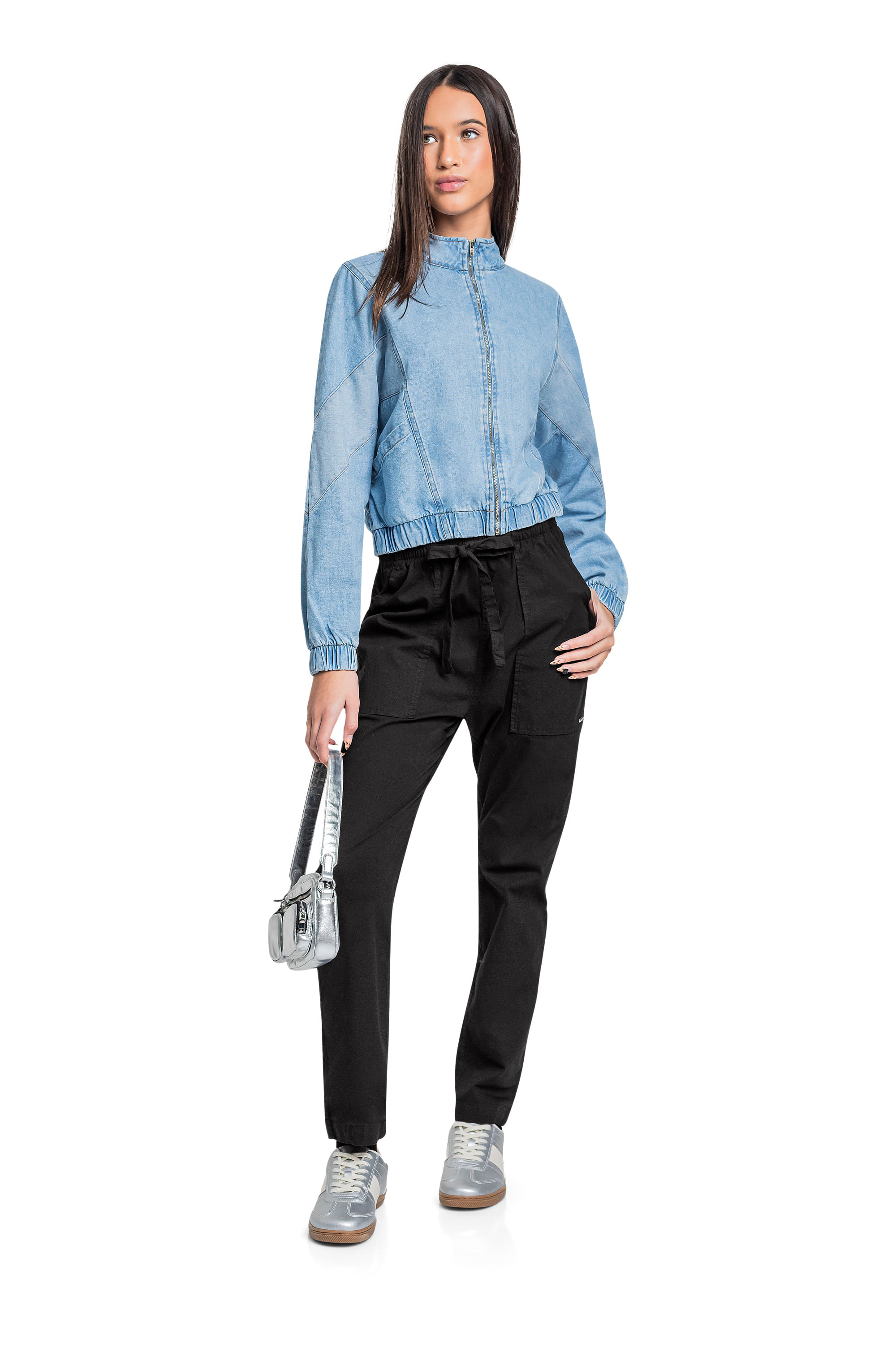 Calça Juvenil para Menina em Sarja (Preto) Gloss