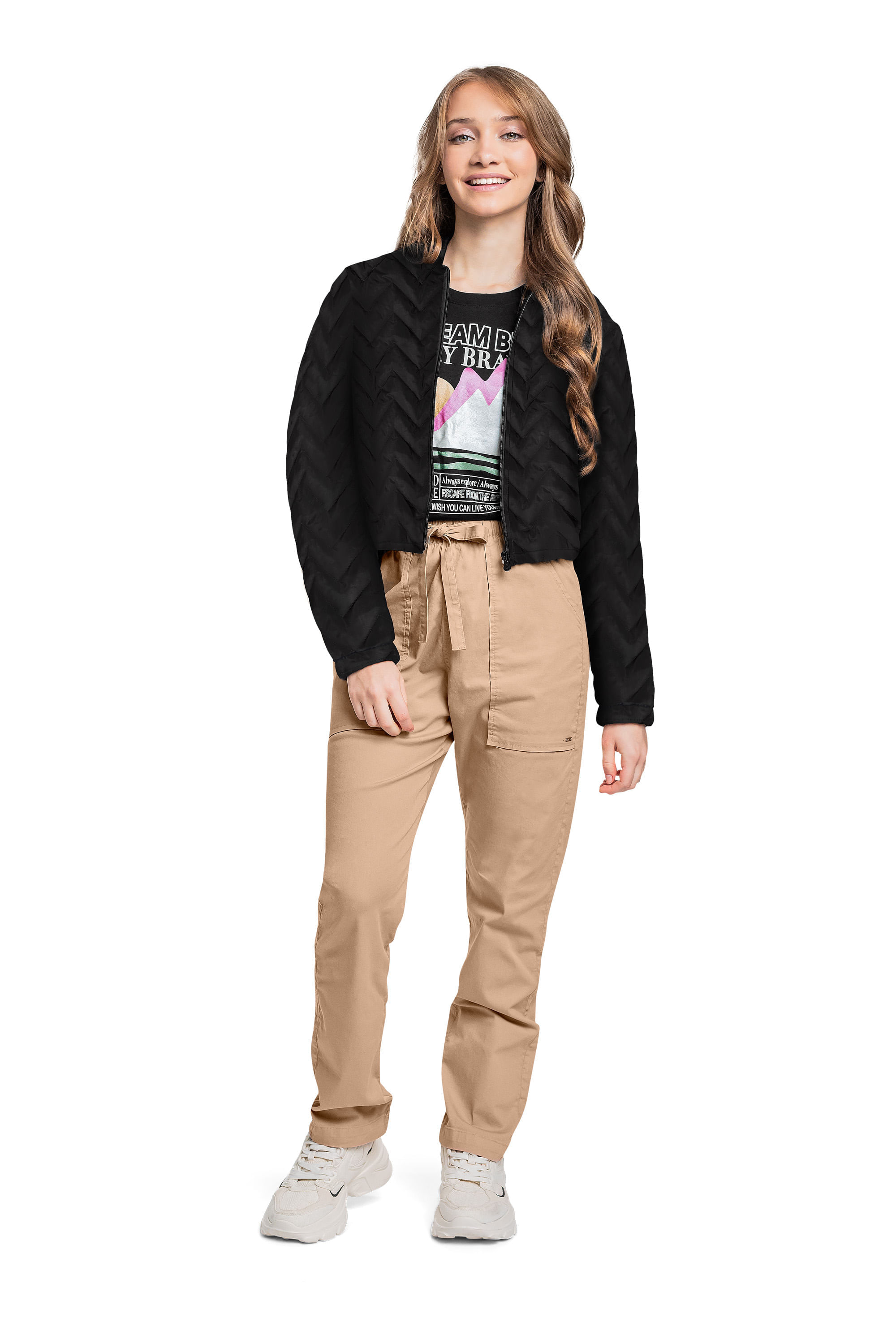 Calça Juvenil para Menina em Sarja (Marrom) Gloss - Imagem 13