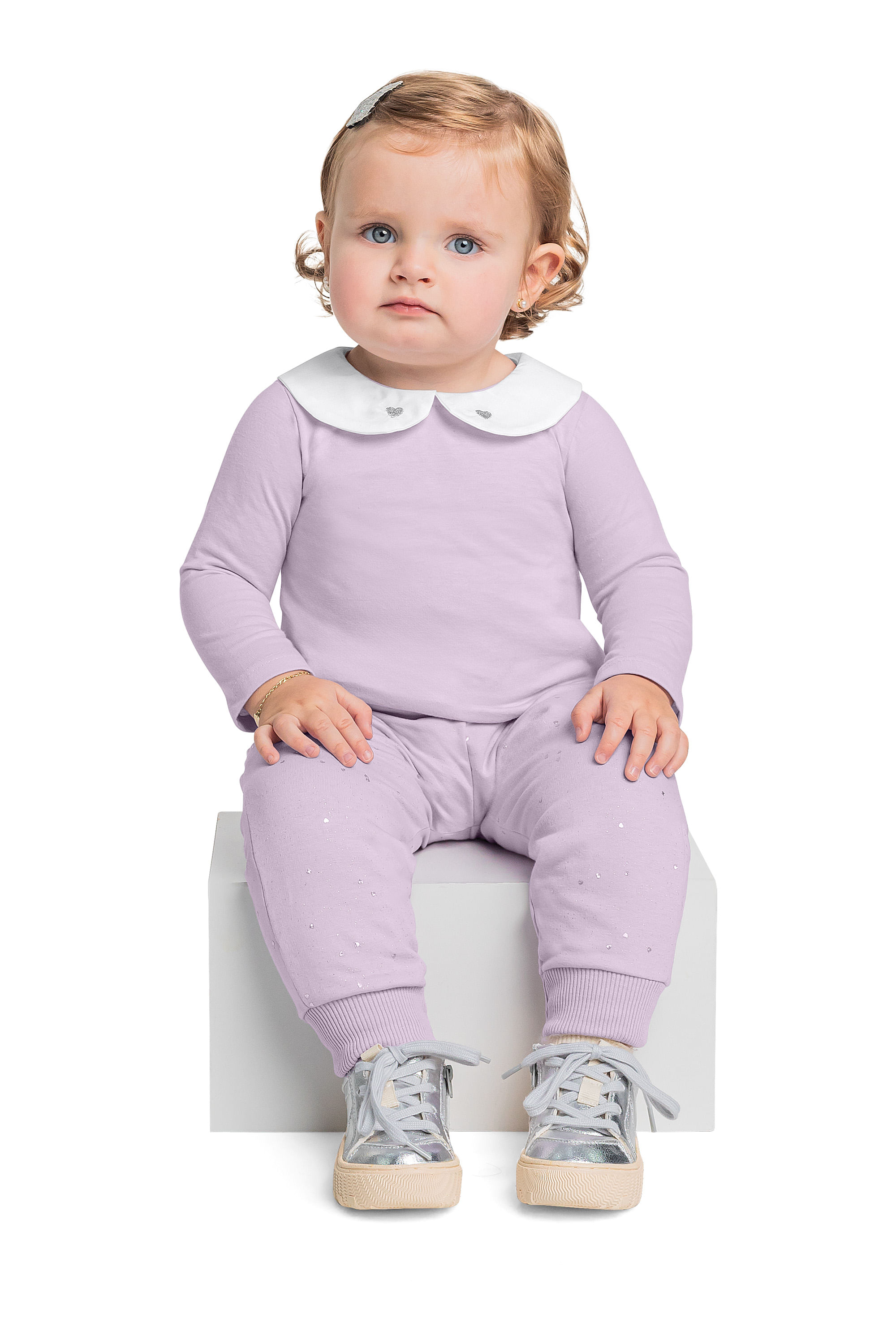 Blusa Manga Longa em Meia Malha para Bebê Menina (Roxo) Quimby - Imagem 17