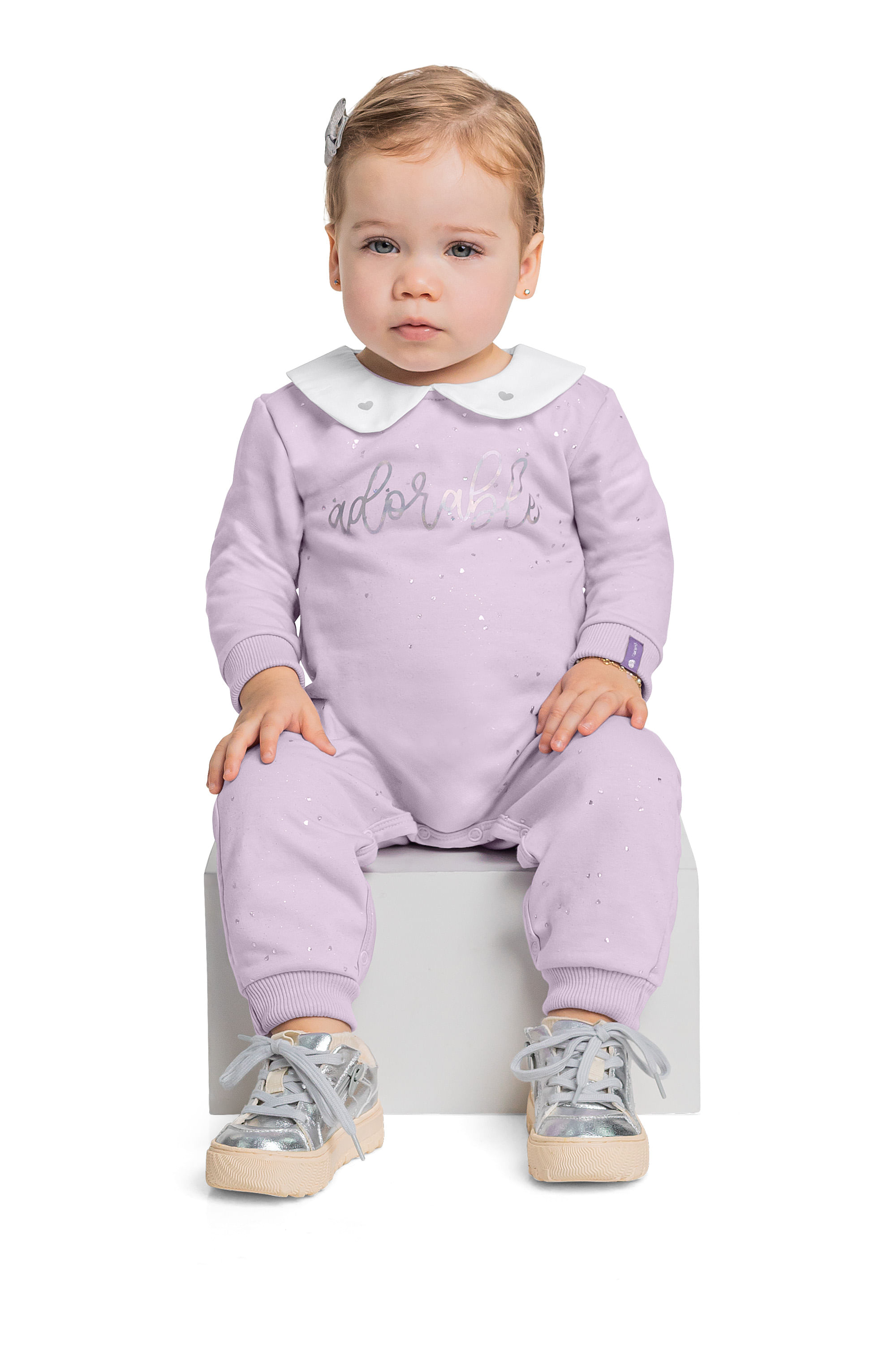 Macacão com Glitter para Bebê Menina (Roxo) Quimby