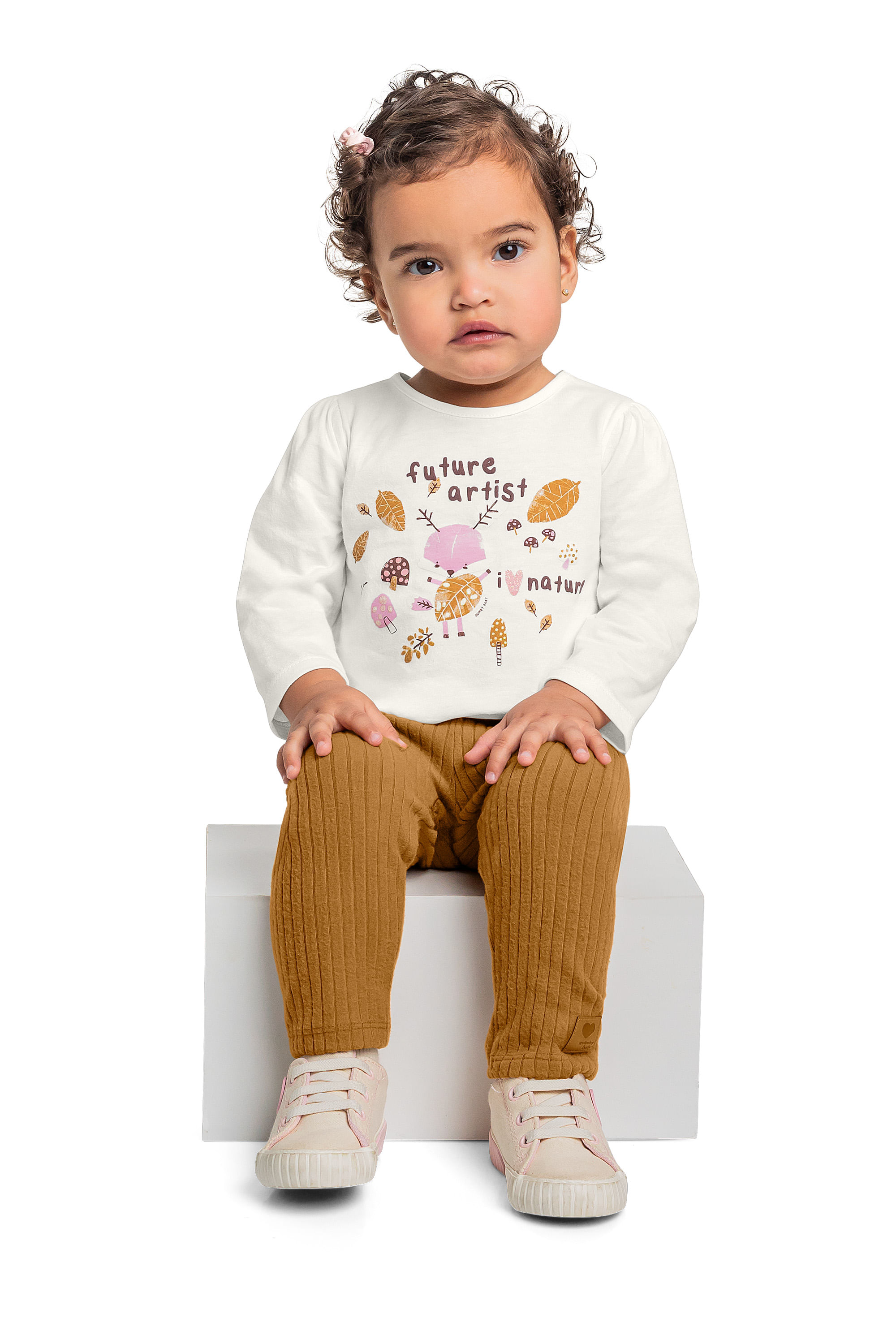 Blusa Manga Longa com Glitter para Bebê Menina (Off White) Quimby - Imagem 7