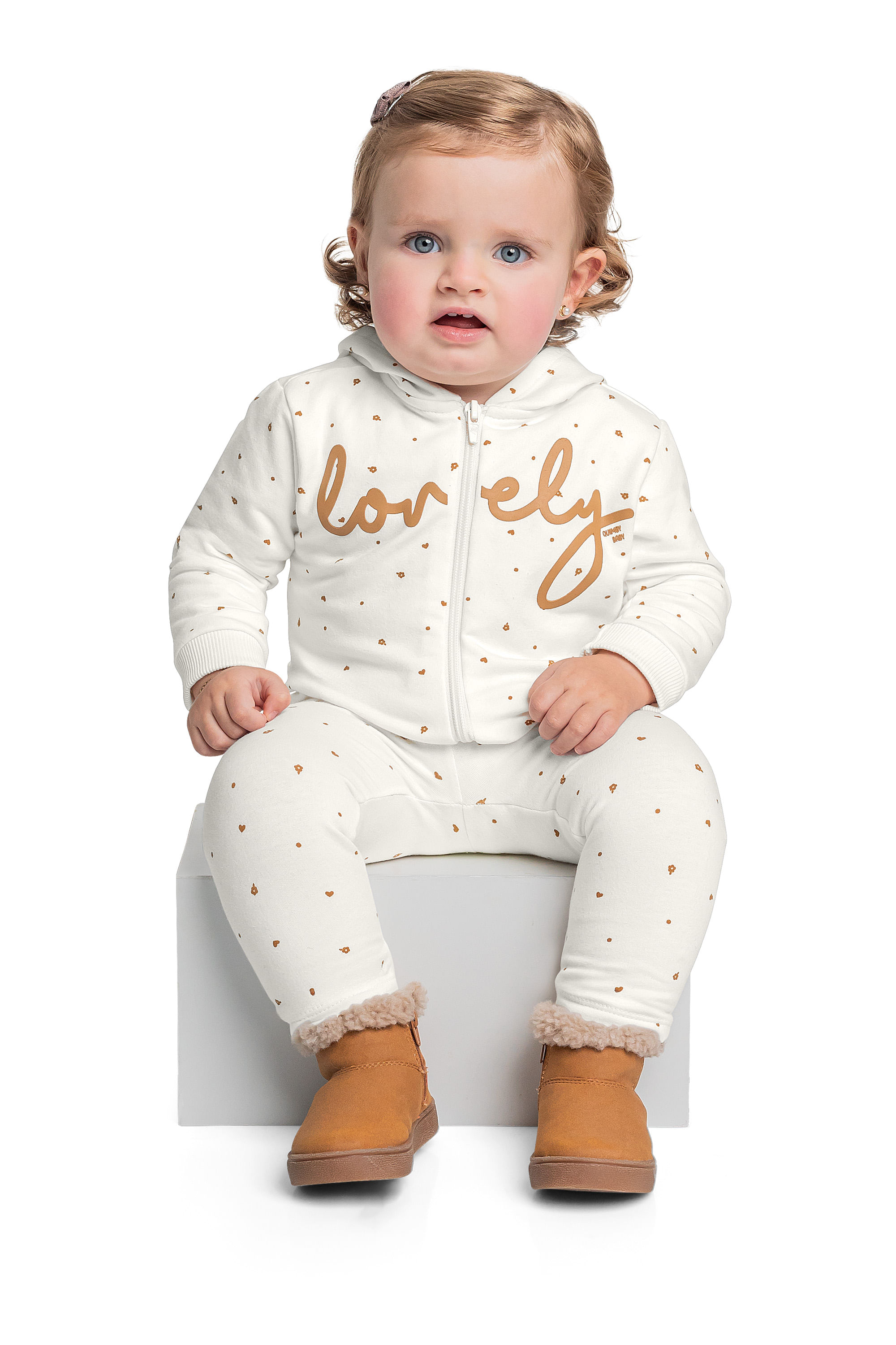 Conjunto com Jaqueta e Legging para Bebê Menina (Off White) Quimby