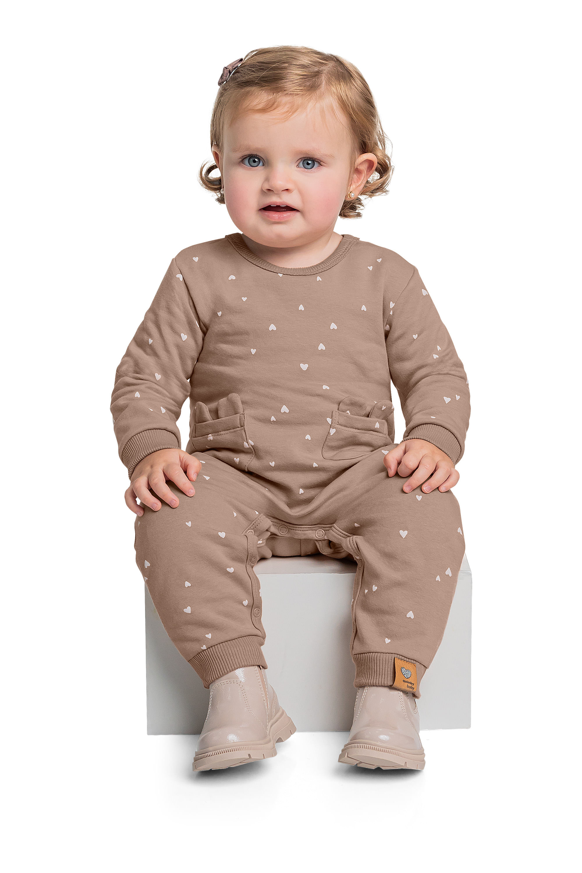 Macacão em Molecotton para Bebê Menina (Marrom) Quimby - Imagem 4