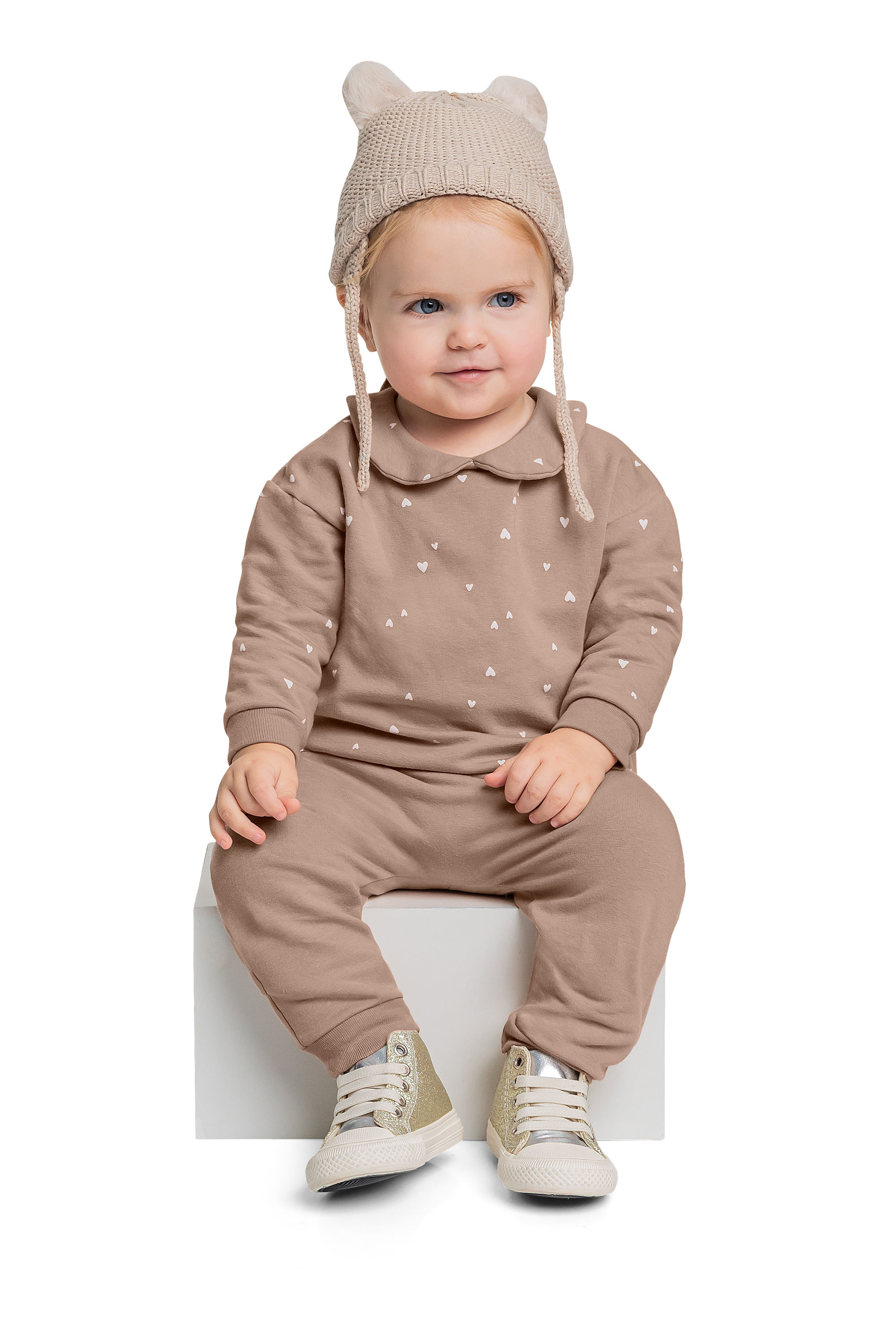 Conjunto com Blusão e Calça em Molecotton para Bebê Menina (Marrom) Quimby - Imagem 36