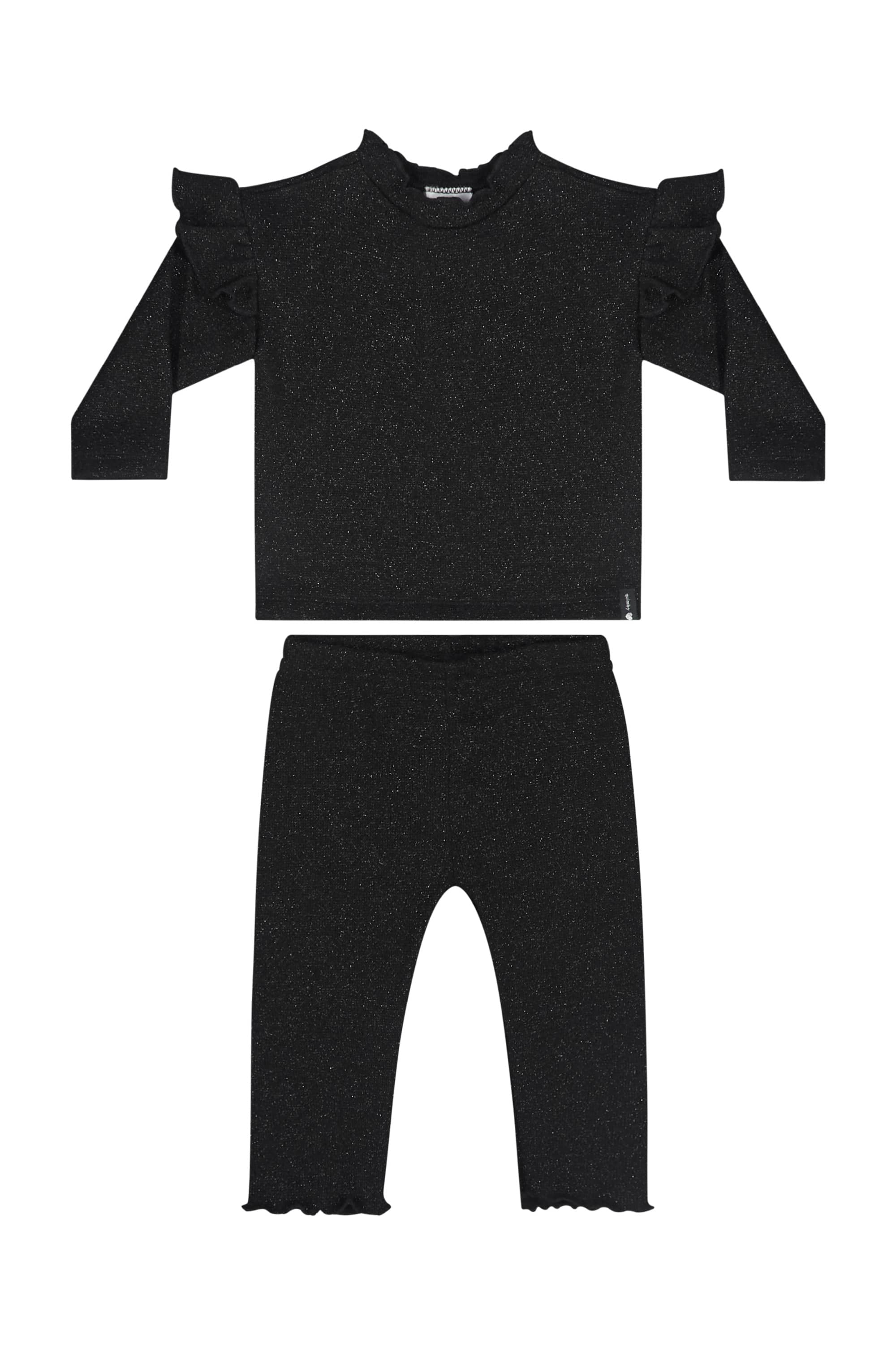 Conjunto com Blusa e Legging em Malha Tricot para Bebê Menina (Preto) Quimby - Imagem 21