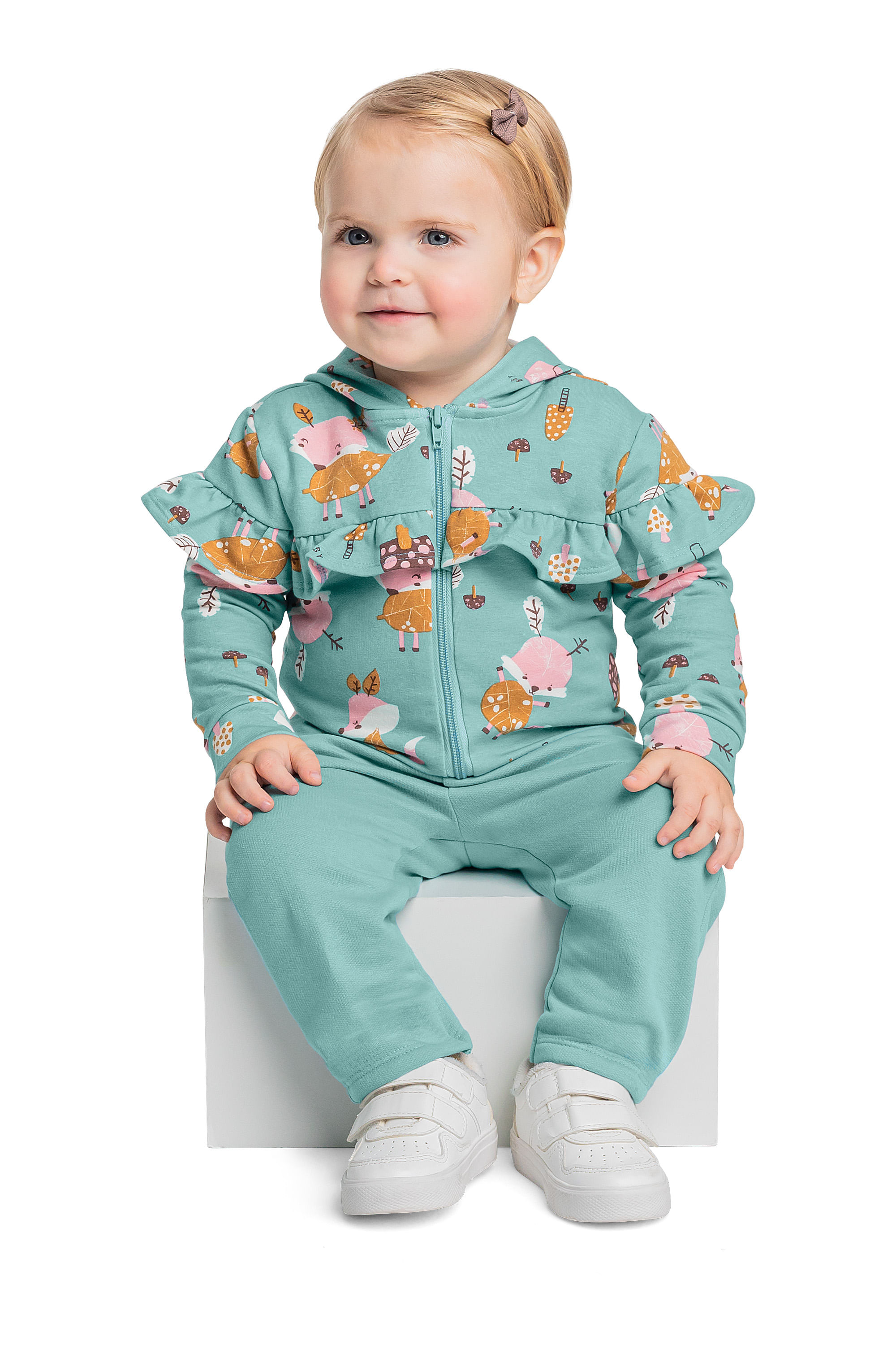 Conjunto com Jaqueta e Calça para Bebê Menina (Azul) Quimby - Imagem 15