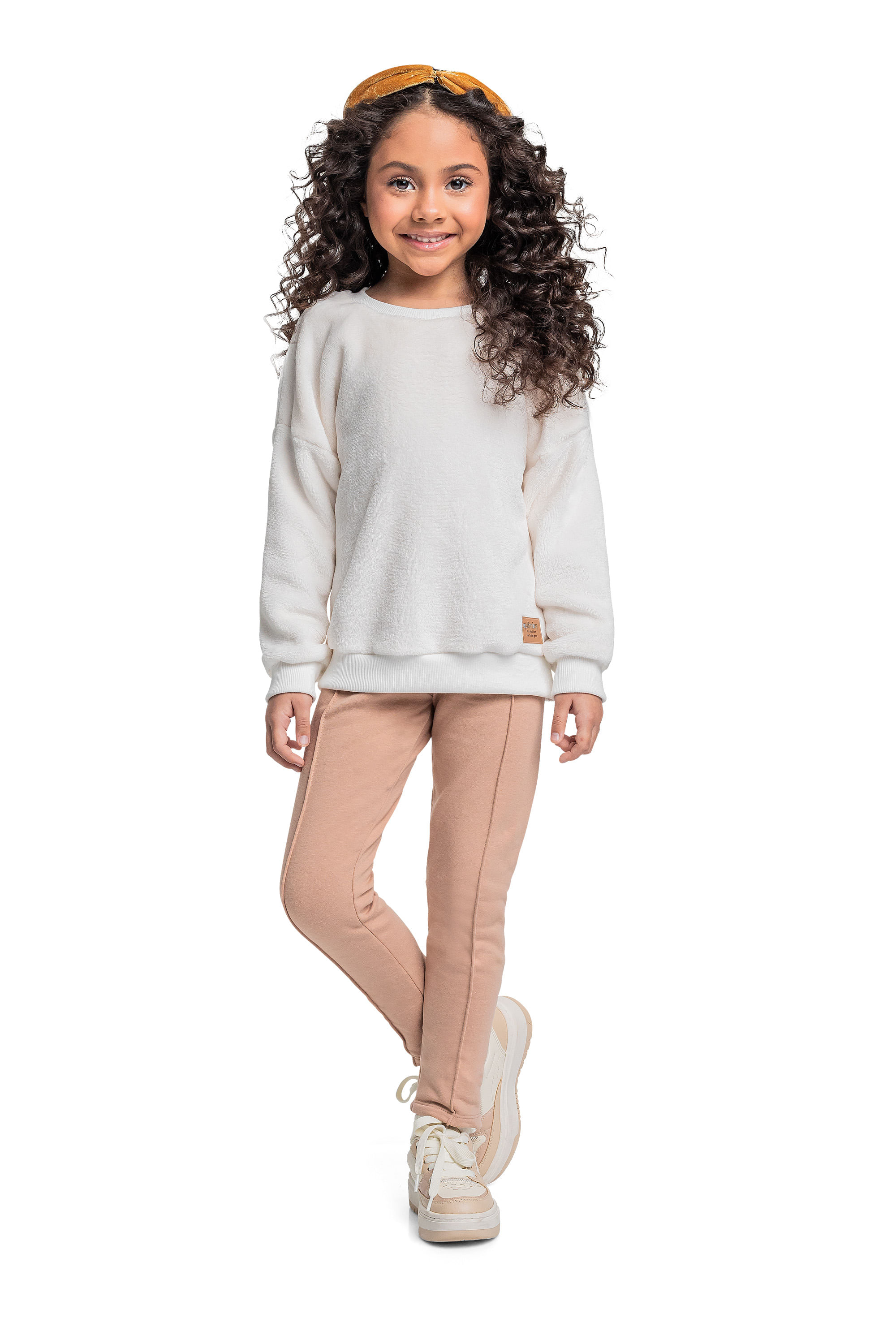 Conjunto Infantil com Blusão e Legging para Menina (Off White) Quimby