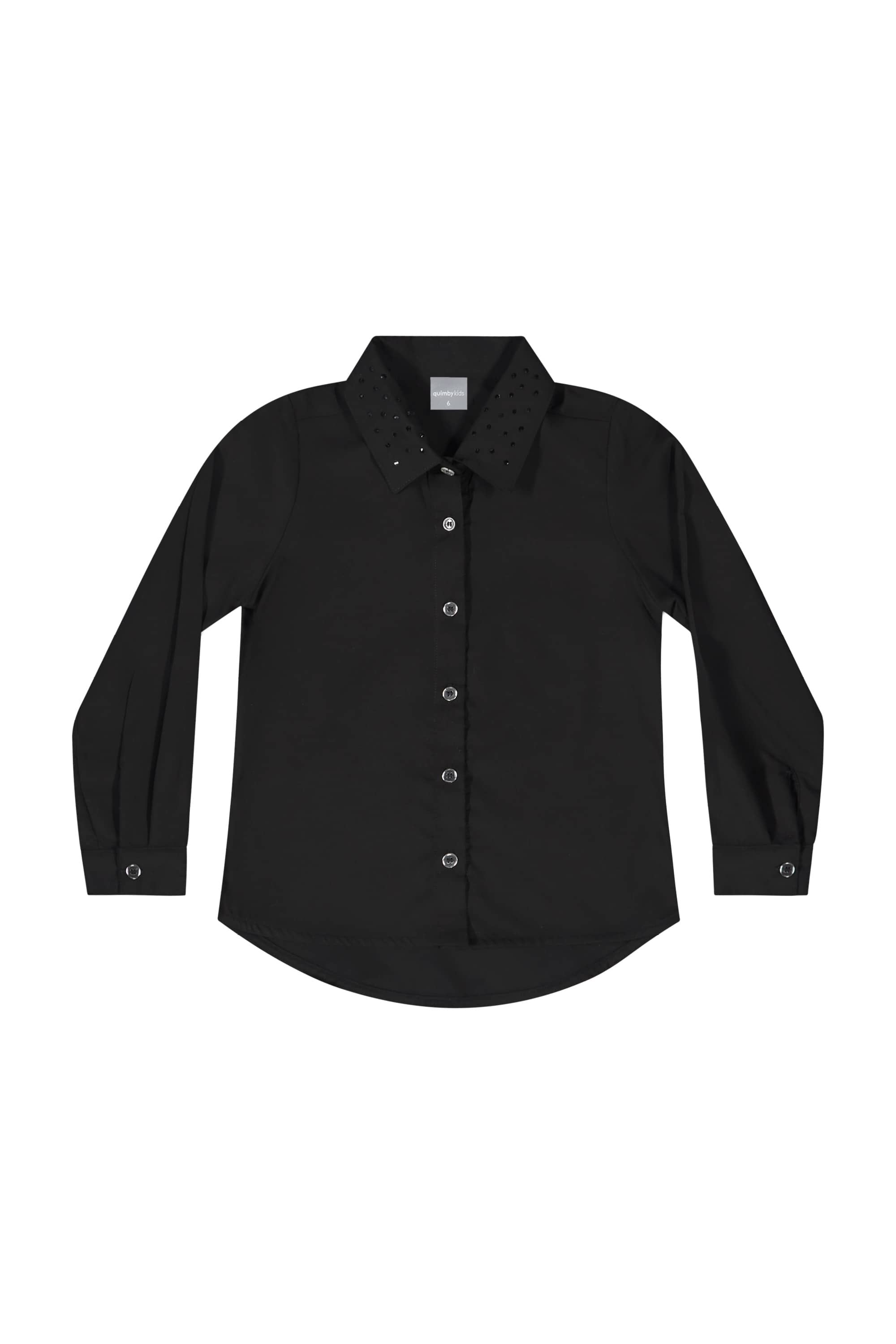 Camisa Manga Longa em Tricoline para Menina (Preto) Quimby - Imagem 26