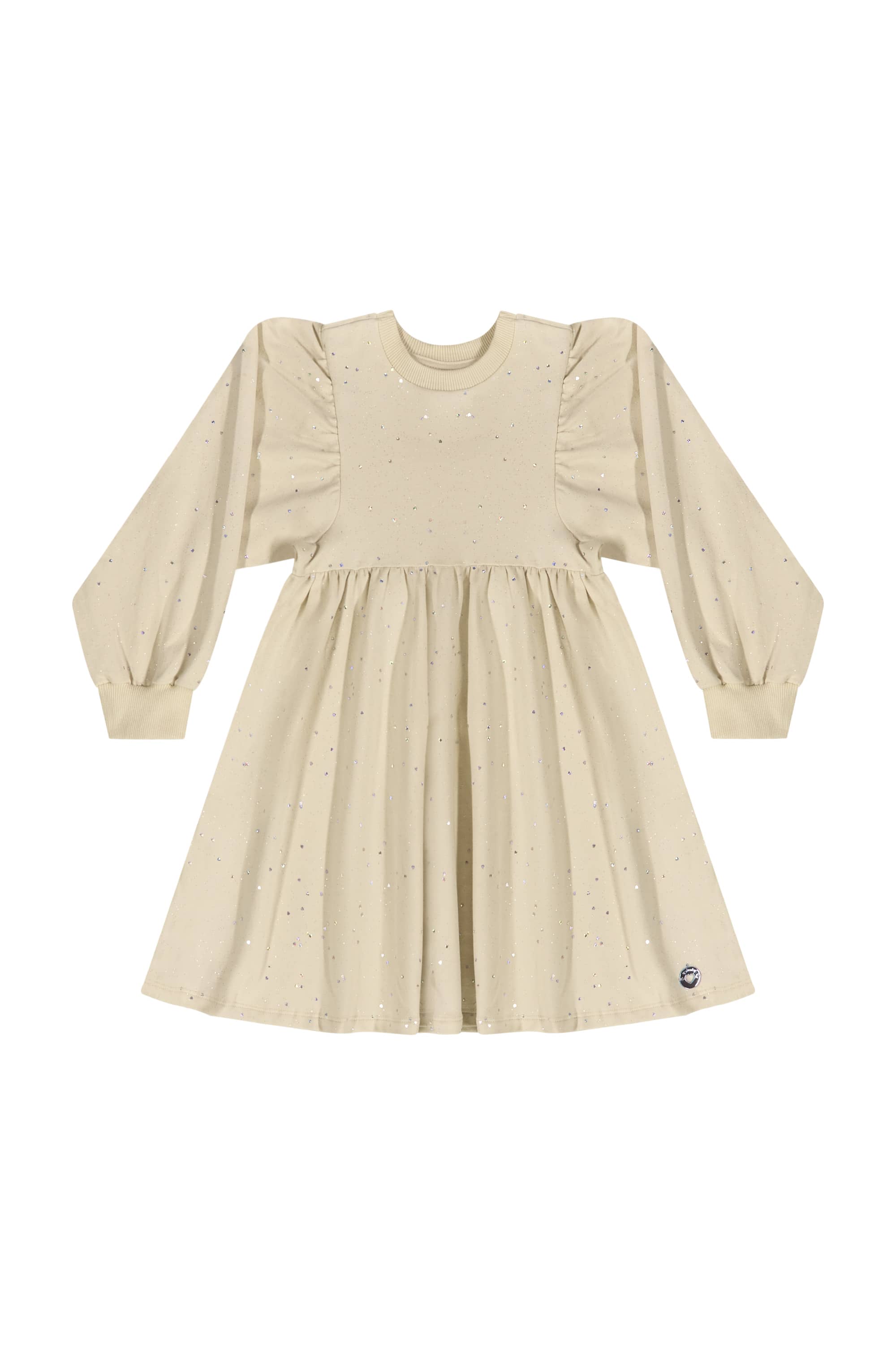 Vestido Manga Longa com Glitter (Bege) Quimby - Imagem 17