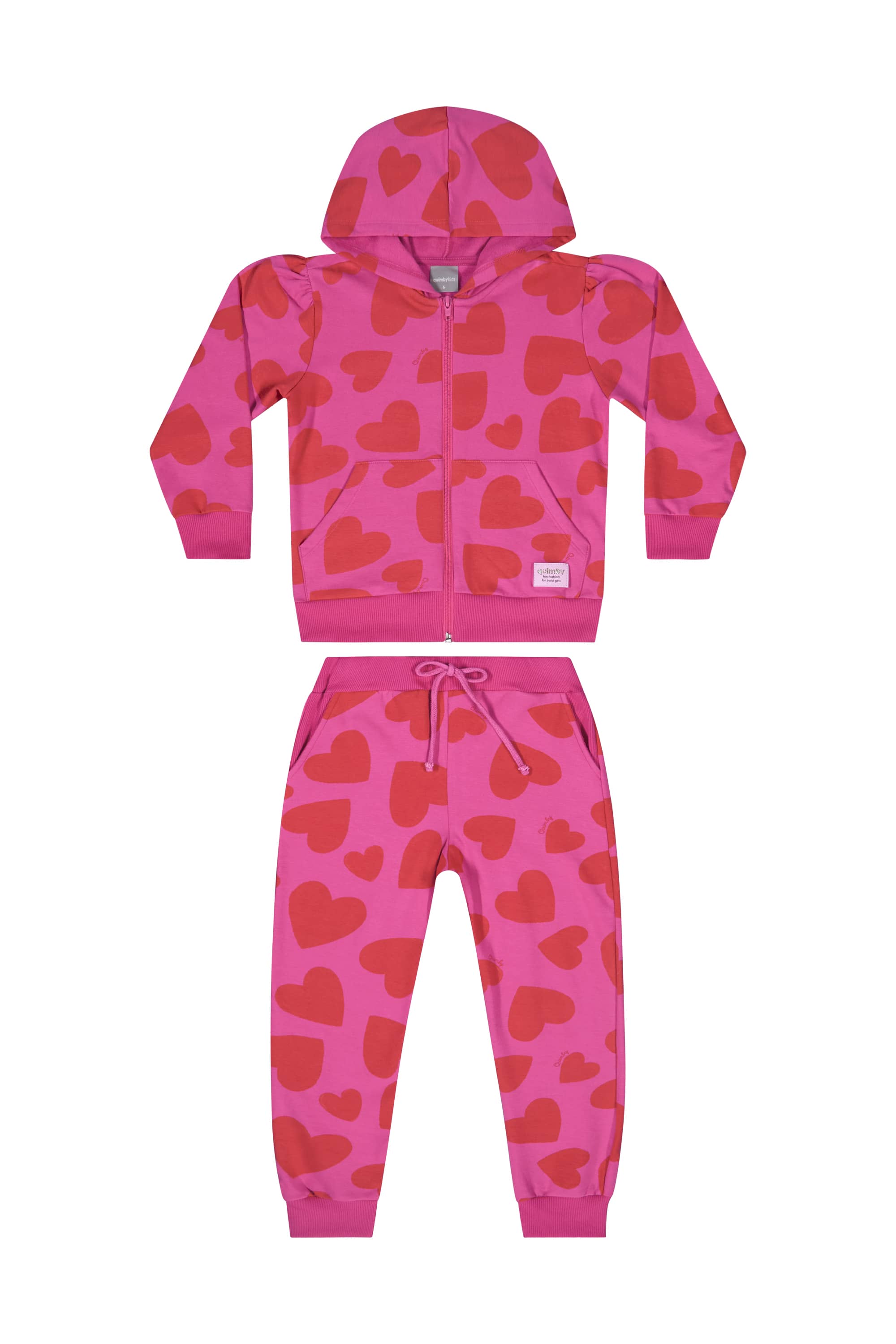 Conjunto com Jaqueta e Calça com Corações para Menina (Rosa) Quimby - Imagem 14