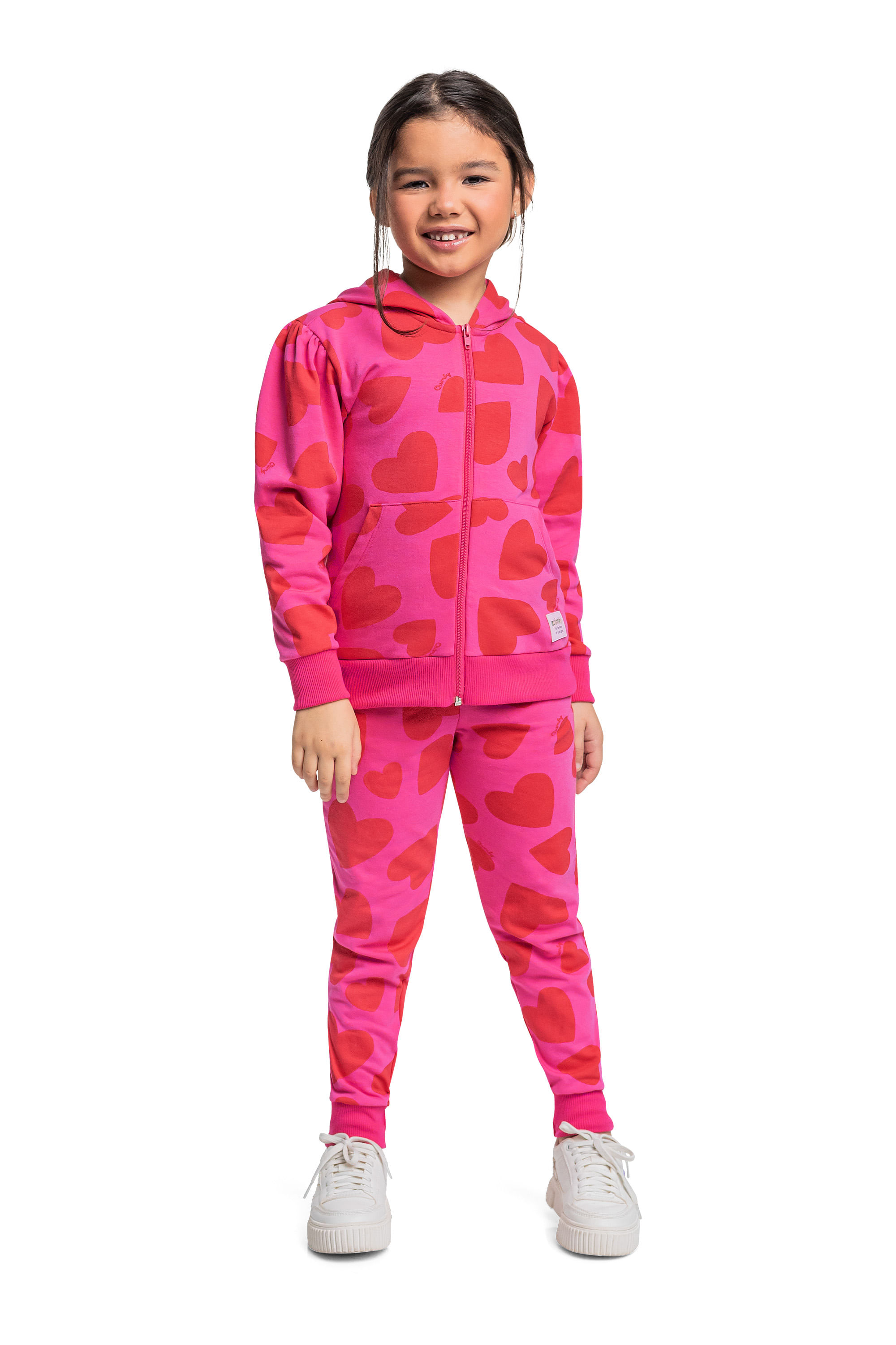 Conjunto com Jaqueta e Calça com Corações para Menina (Rosa) Quimby - Imagem 7