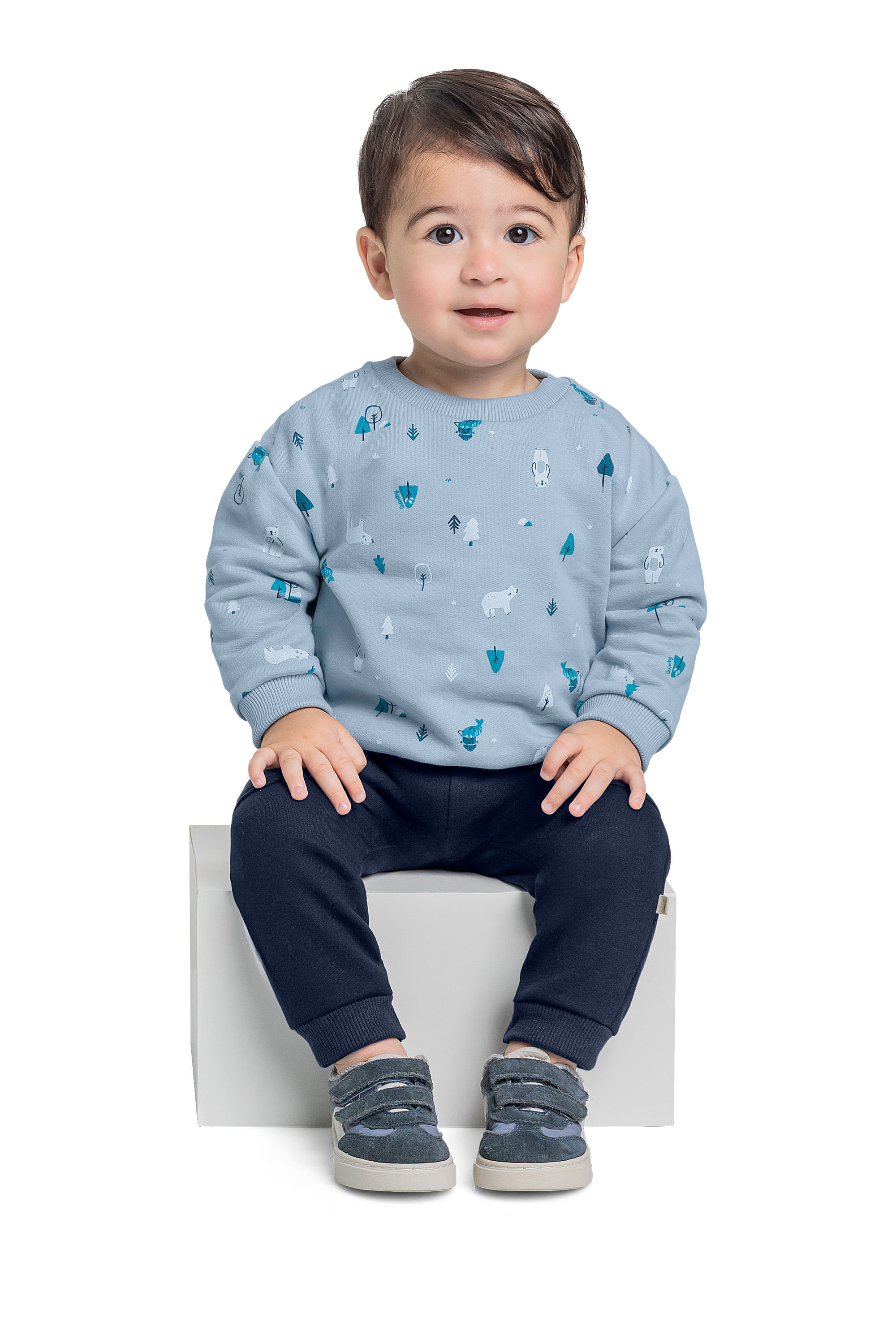 Conjunto com Blusão e Calça em Moletom para Bebê Menino (Azul) Quimby