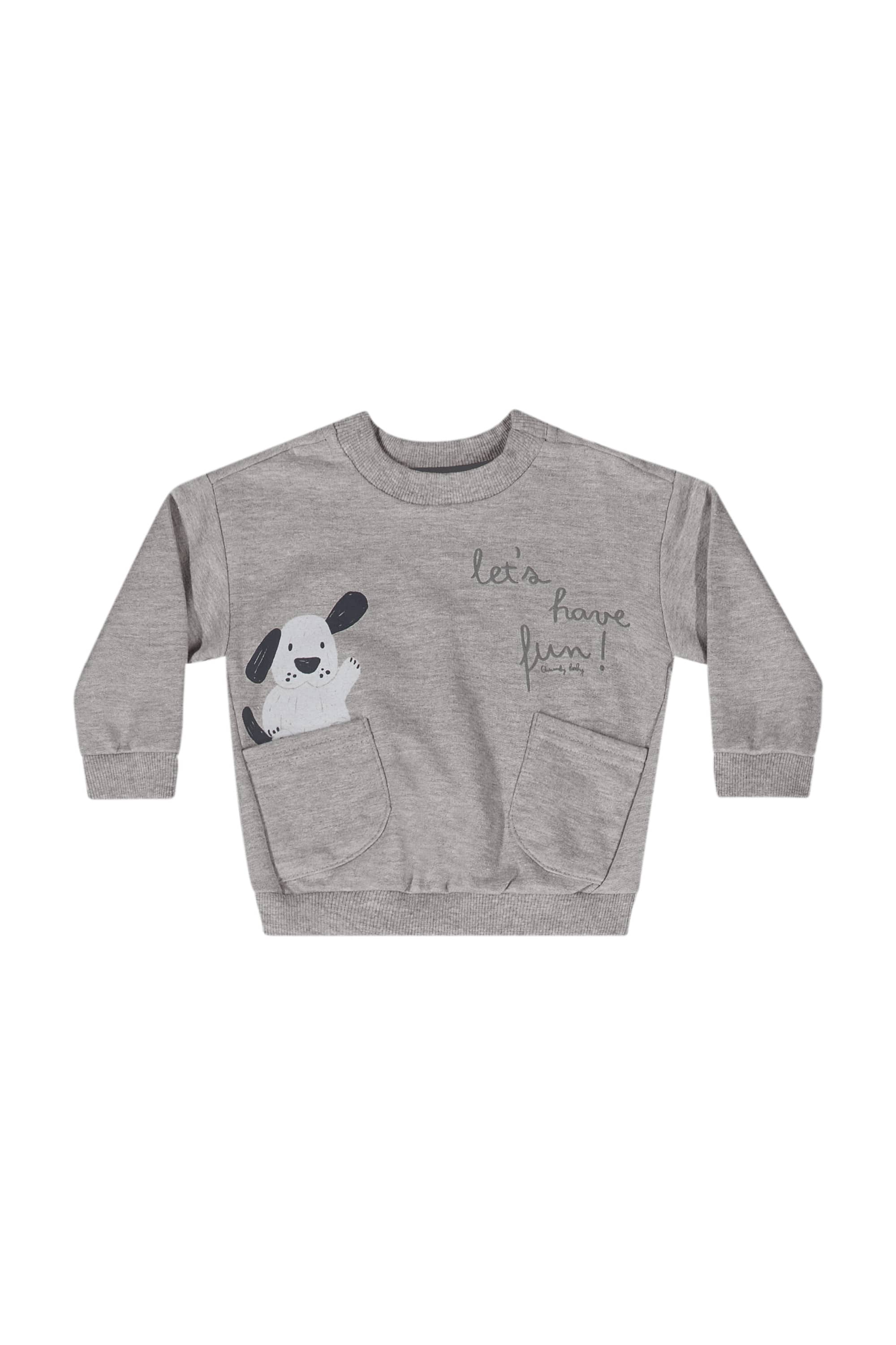 Conjunto de Cachorrinho em Moletom com Blusão e Calça para Bebê Menino (Cinza) Quimby - Imagem 7