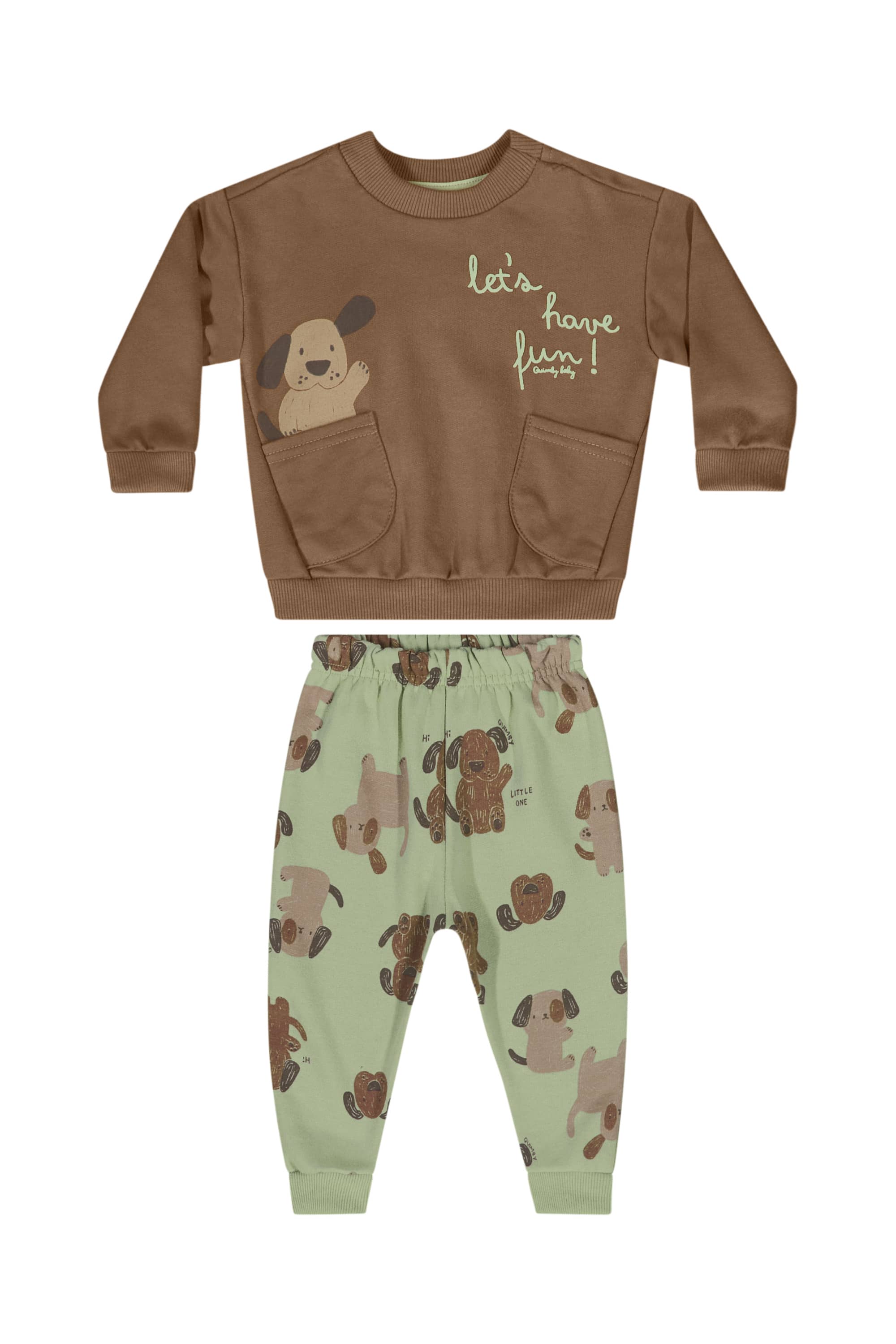 Conjunto de Cachorrinho em Moletom com Blusão e Calça para Bebê Menino (Marrom) Quimby - Imagem 32