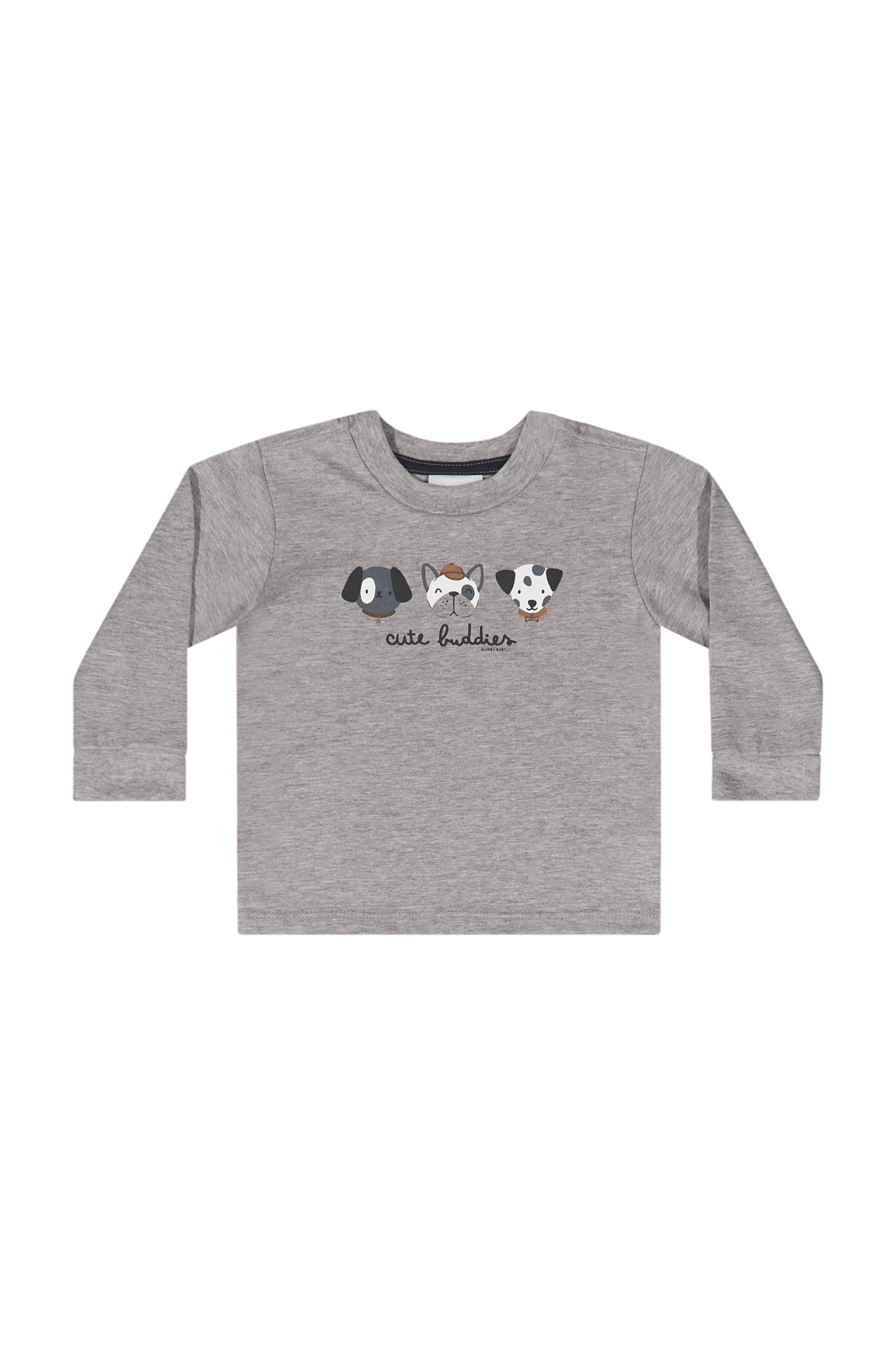 Conjunto com Camiseta Manga Longa e Calça com Suspensório para Bebê Menino (Cinza) Quimby - Imagem 22