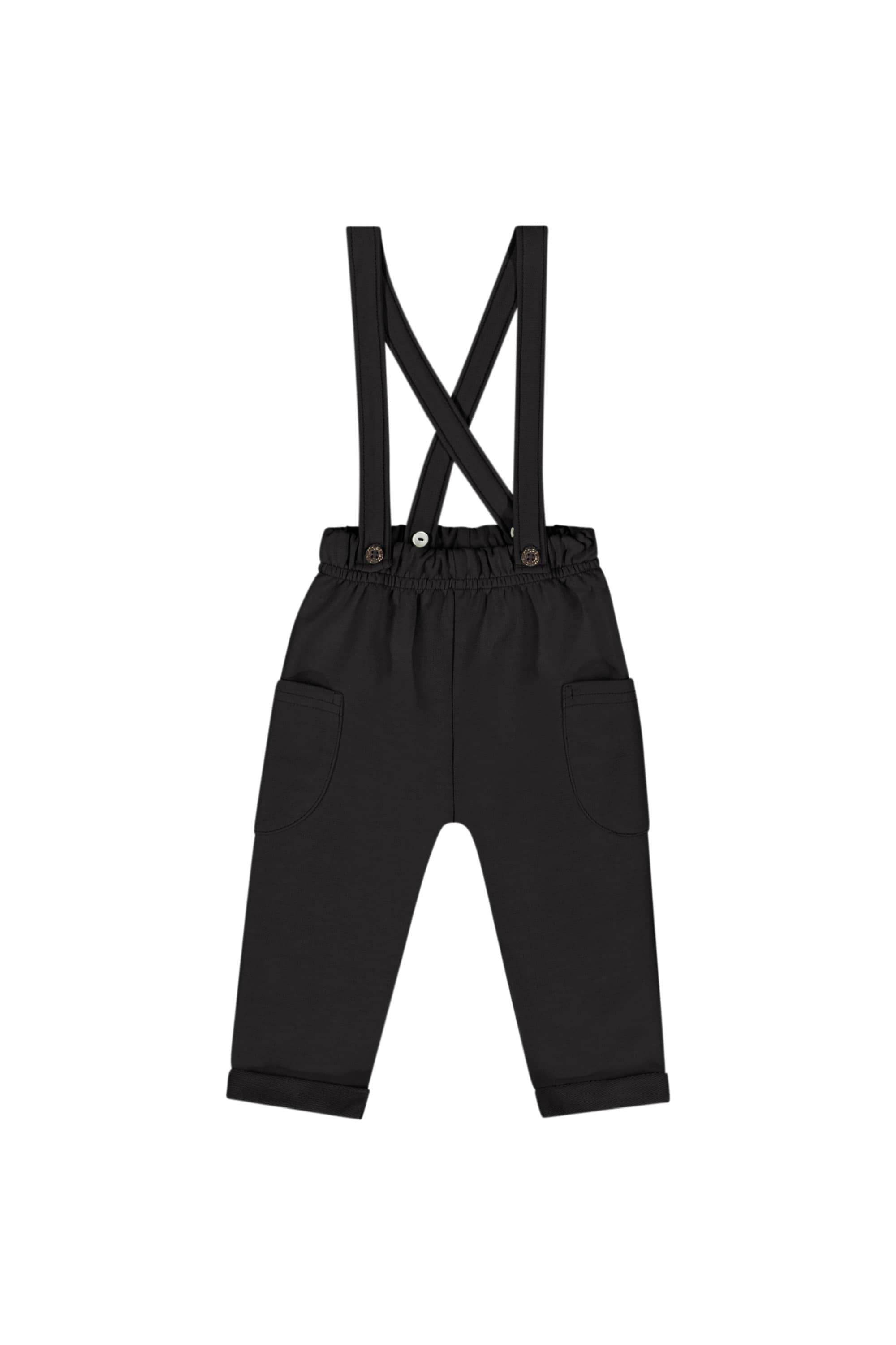 Conjunto com Camiseta Manga Longa e Calça com Suspensório para Bebê Menino (Cinza) Quimby - Imagem 3