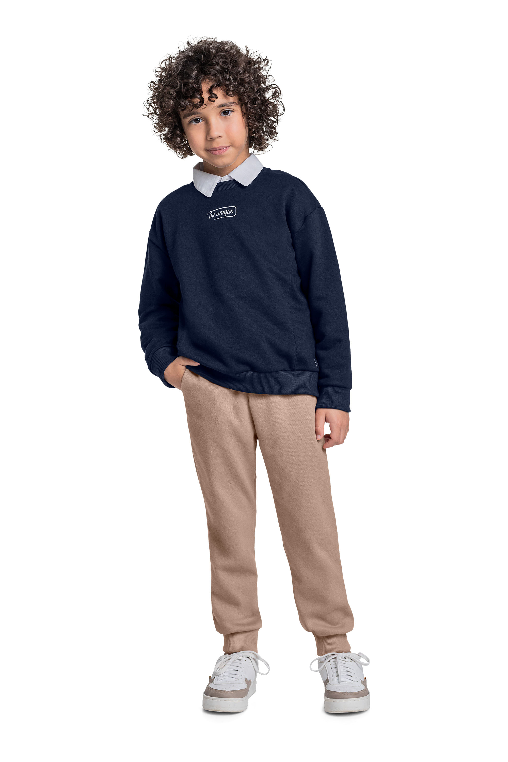 Conjunto Infantil com Blusão e Calça em Moletom para Menino (Azul Marinho) Quimby - Imagem 7