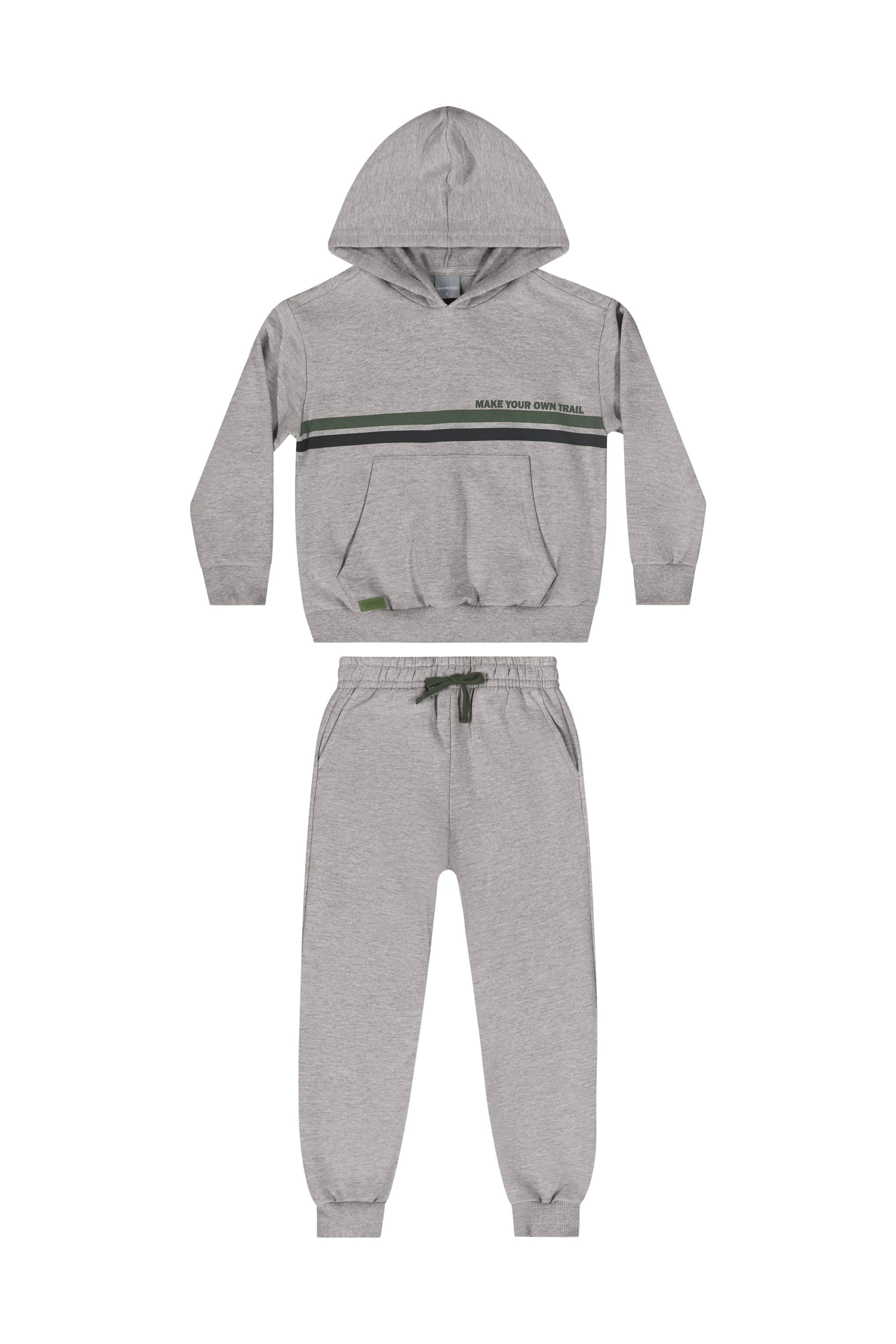 Conjunto com Blusão e Calça em Moletom para Menino (Cinza) Quimby - Imagem 2