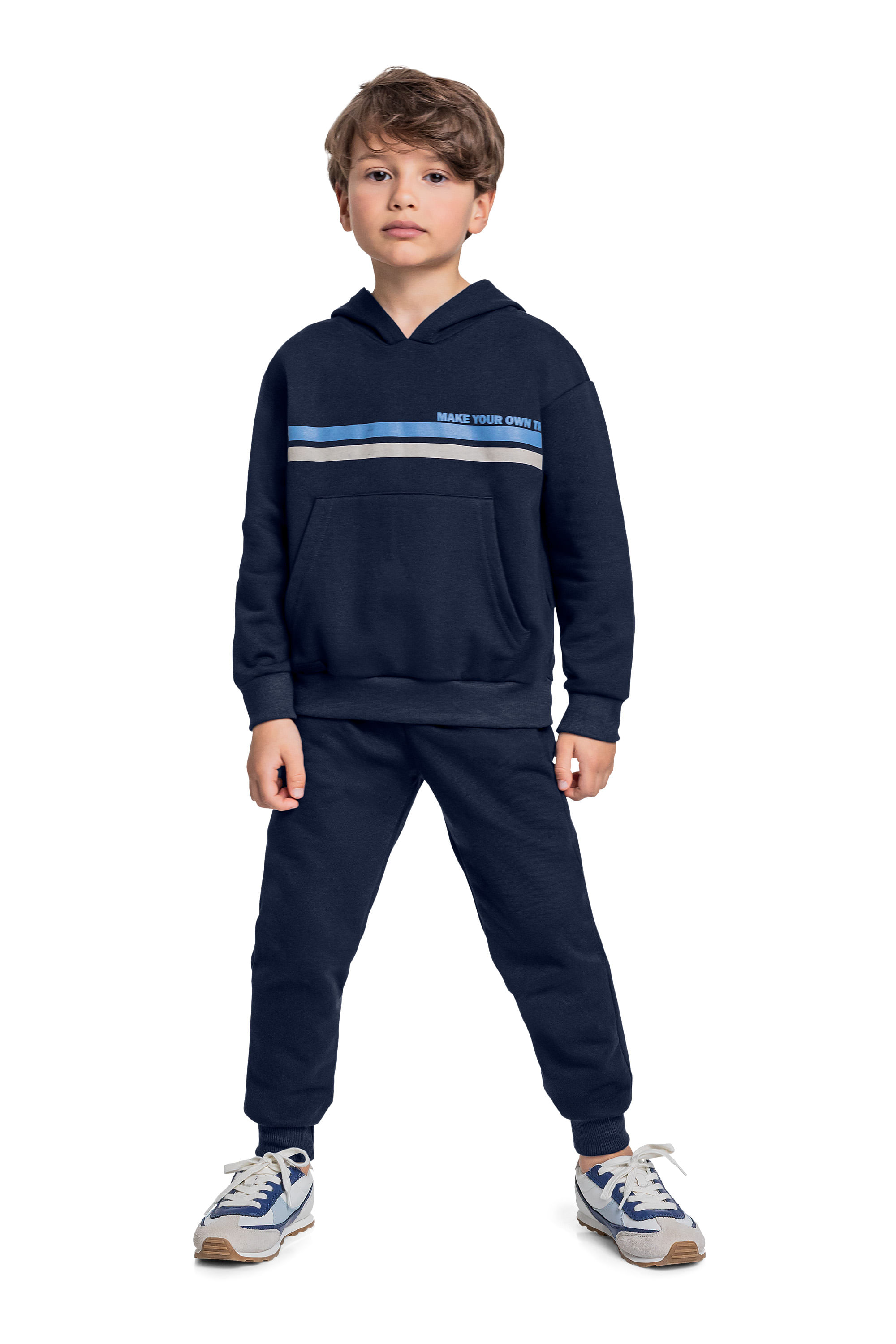 Conjunto com Blusão e Calça em Moletom para Menino (Azul Marinho) Quimby - Imagem 43