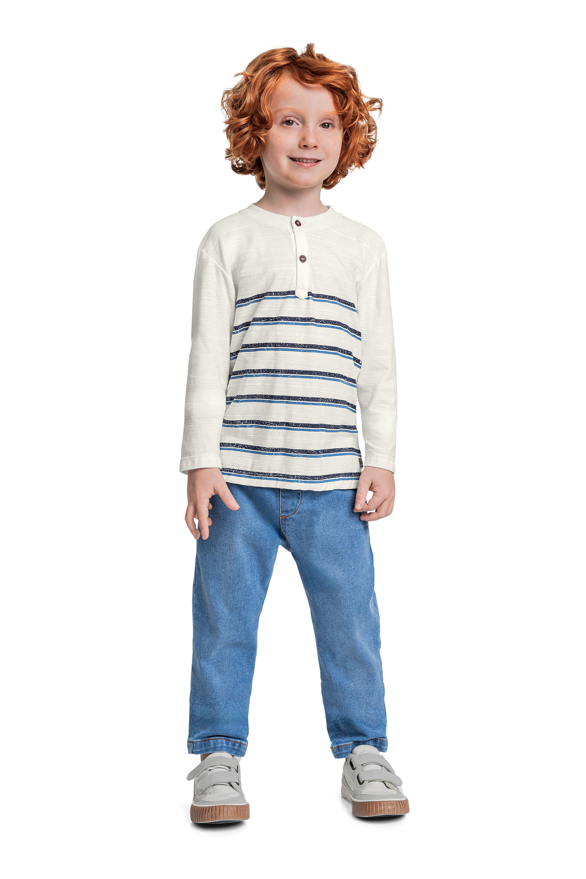 Camisa Portuguesa Manga Longa para Menino (Off White) Quimby - Imagem 16