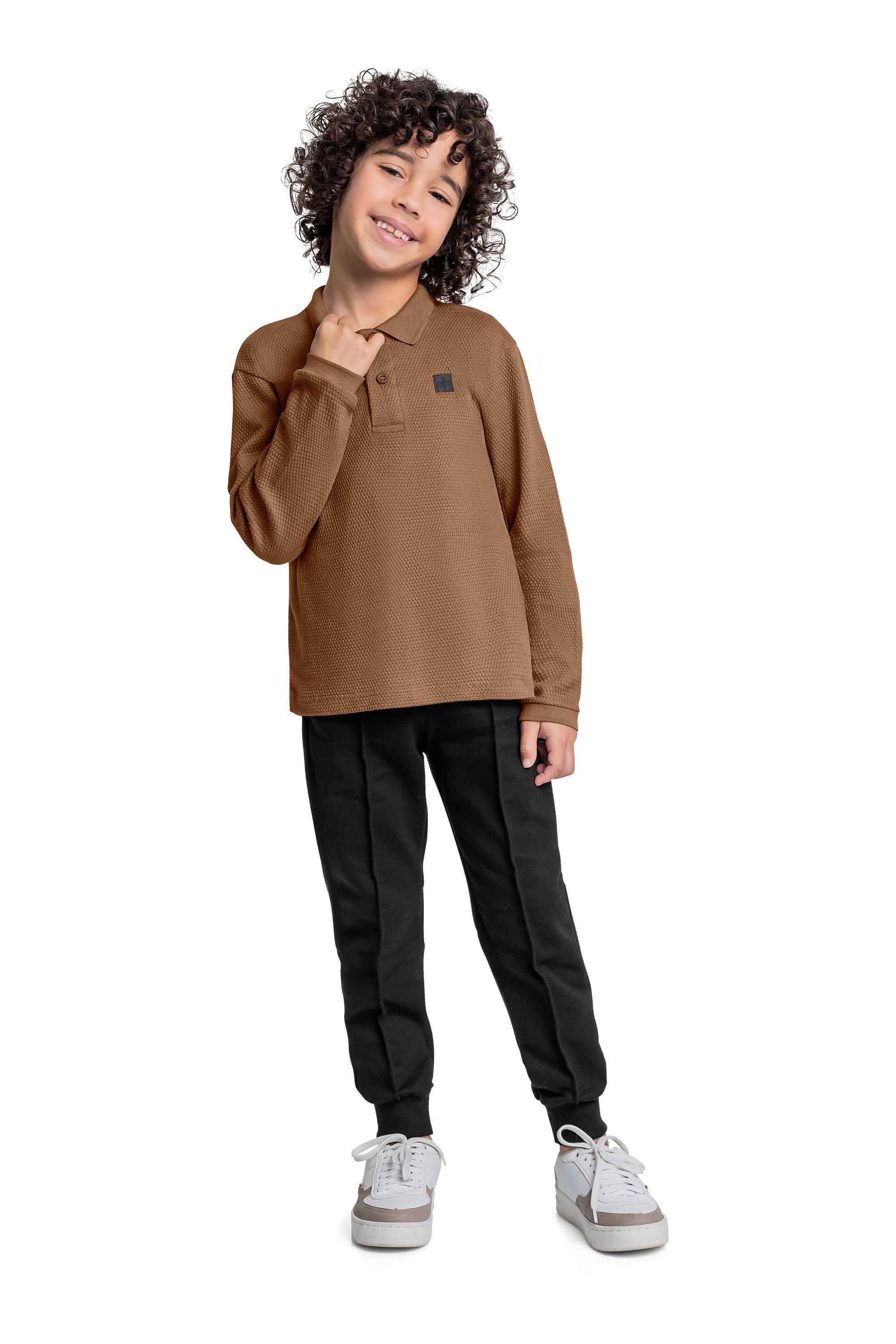 Conjunto com Camisa Polo e Calça para Menino (Marrom) Quimby