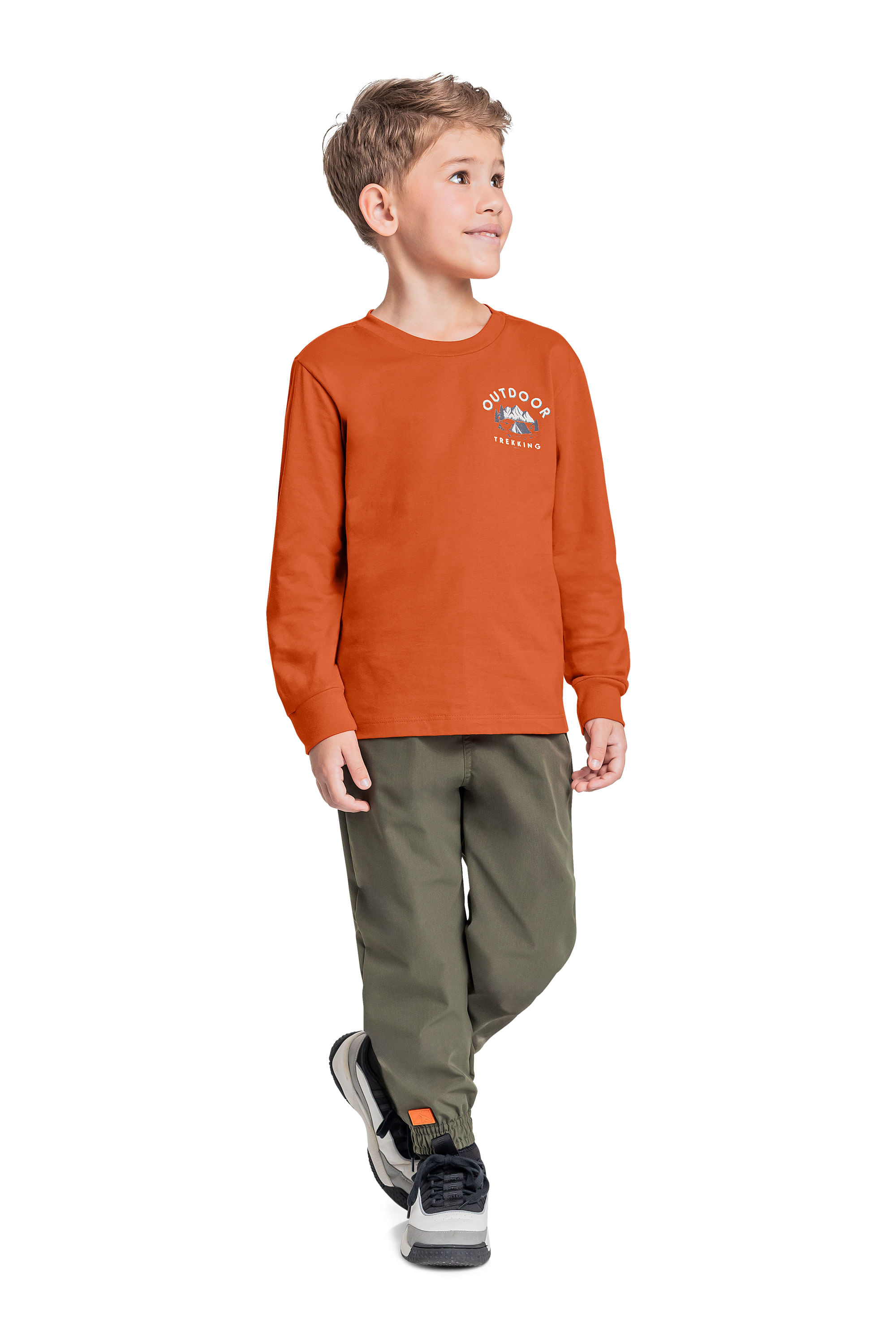 Camiseta Manga Longa em Meia Malha para Menino (Laranja) Quimby