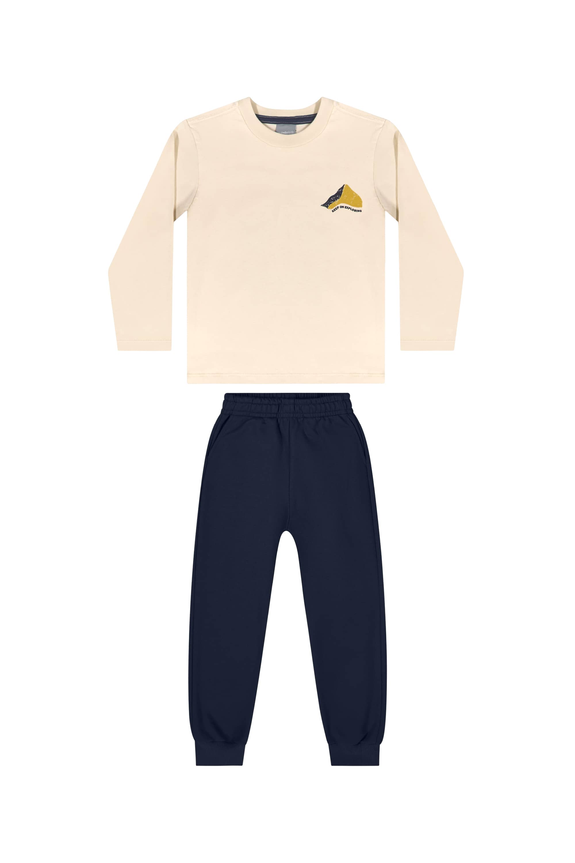 Conjunto com Camiseta Manga Longa e Calça para Menino (Bege) Quimby - Imagem 30
