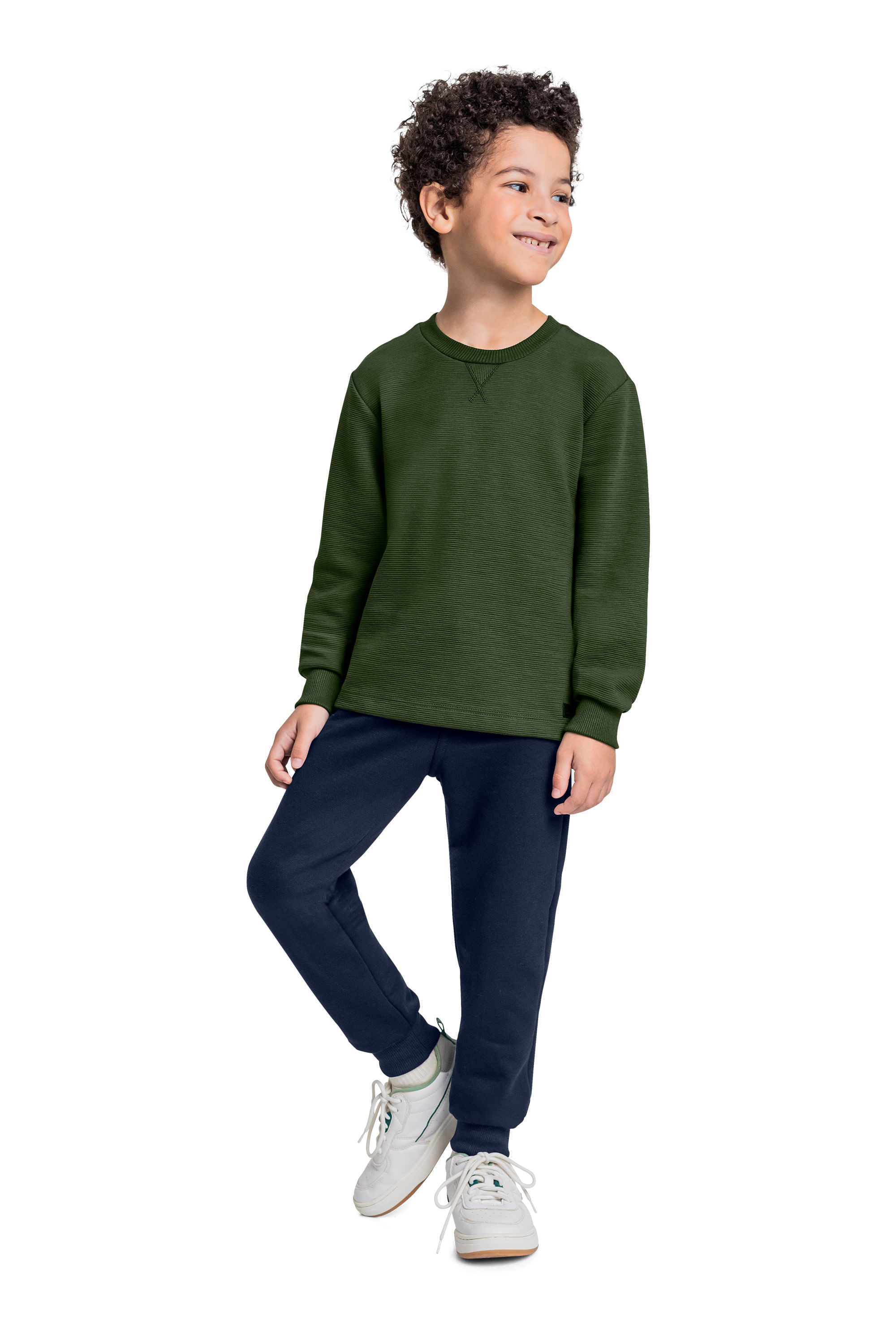 Camiseta Manga Longa em Malha Gorgurão para Menino (Verde) Quimby