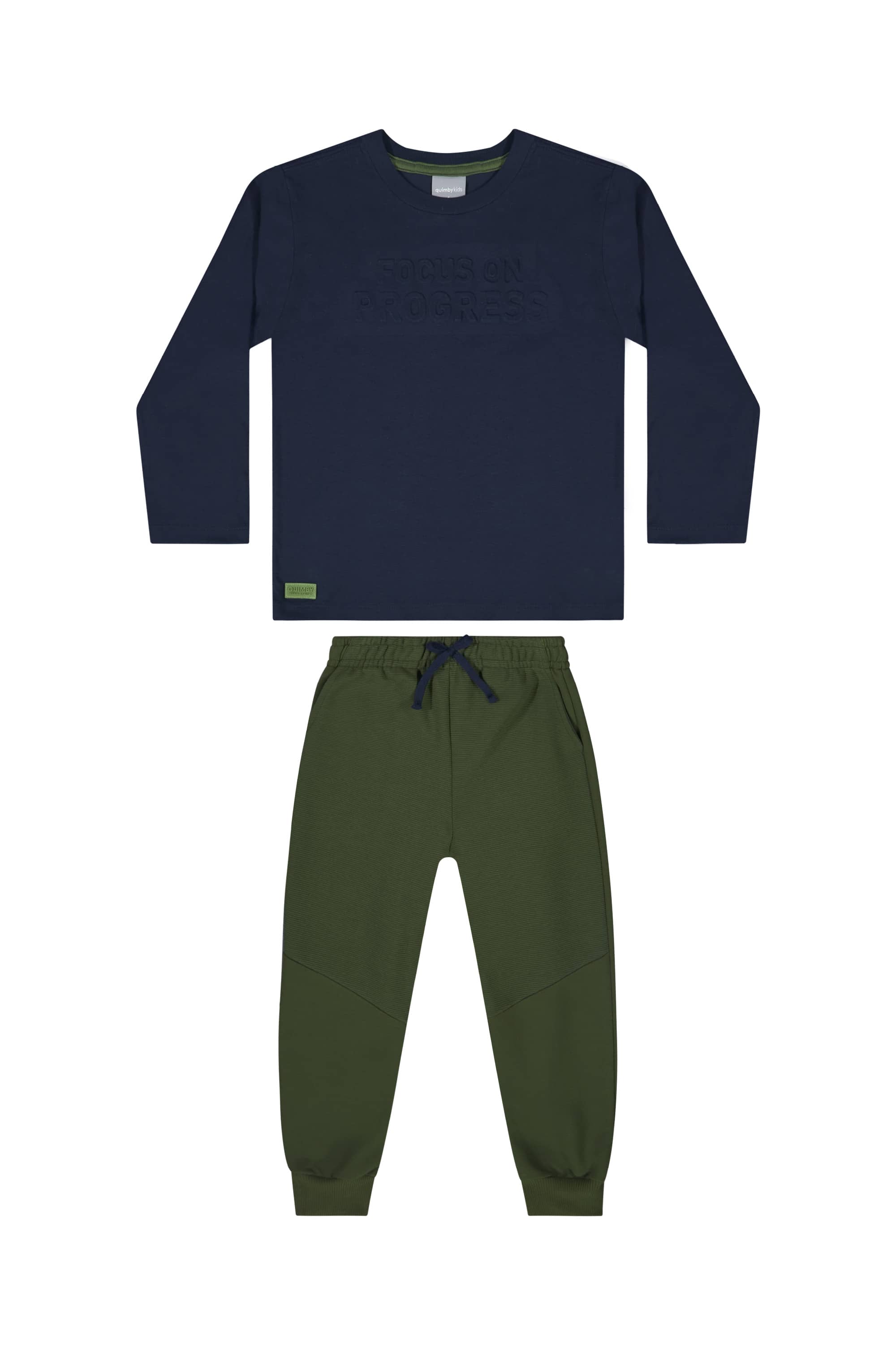 Conjunto com Camiseta Manga Longa e Calça para Menino (Azul Marinho) Quimby - Imagem 20