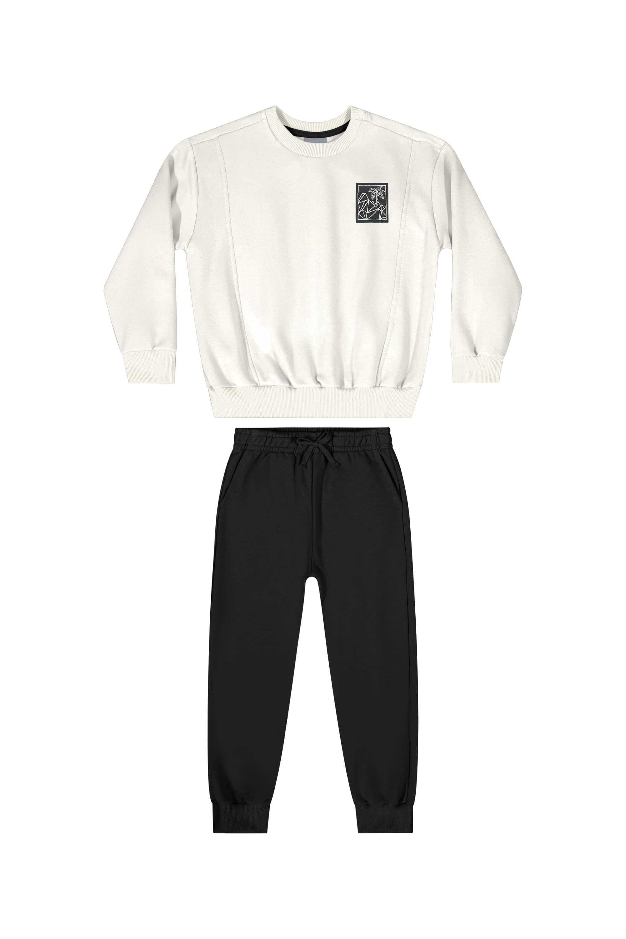 Conjunto com Blusão e Calça em Moletom para Menino (Off White) Quimby - Imagem 16