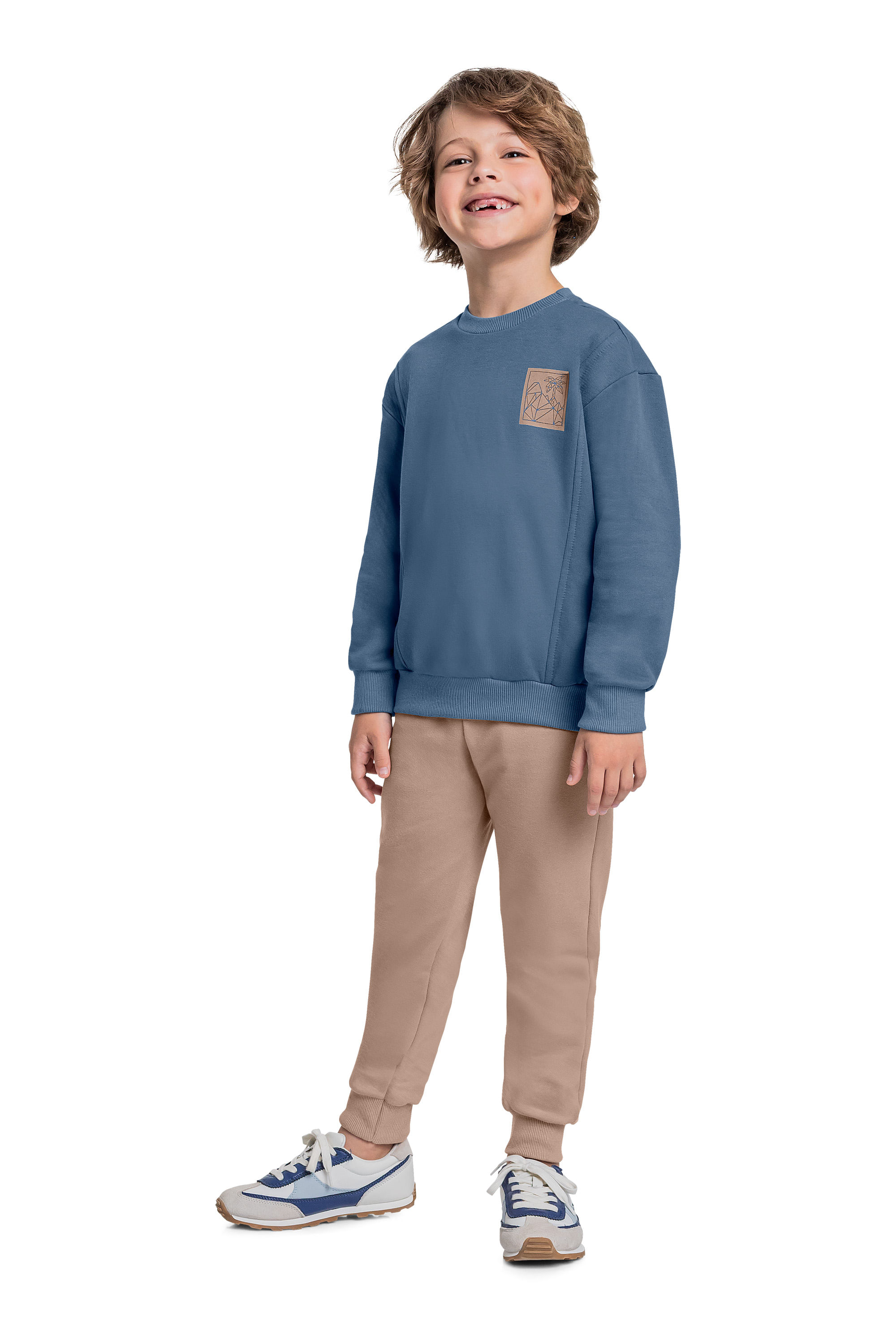 Conjunto com Blusão e Calça em Moletom para Menino (Azul) Quimby - Imagem 15