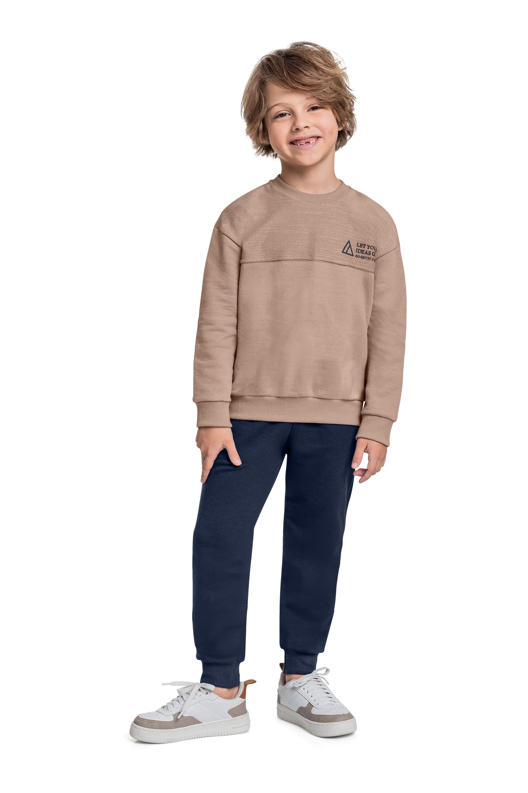 Conjunto em Moletom com Blusão e Calça para Menino (Marrom) Quimby