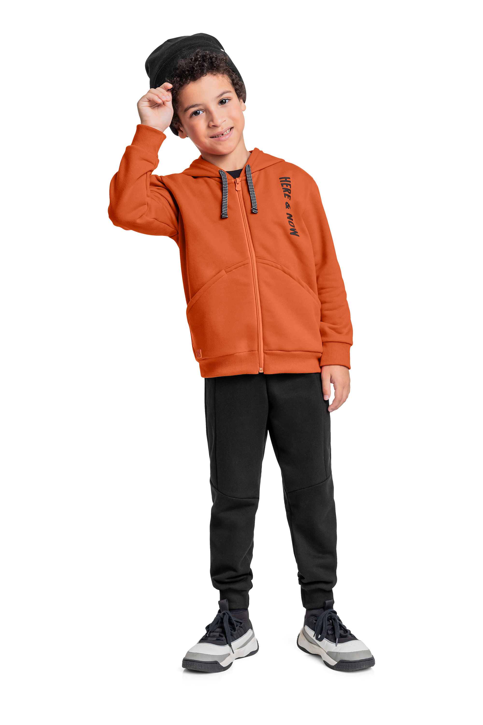 Conjunto com Jaqueta e Calça em Moletom para Menino (Laranja) Quimby