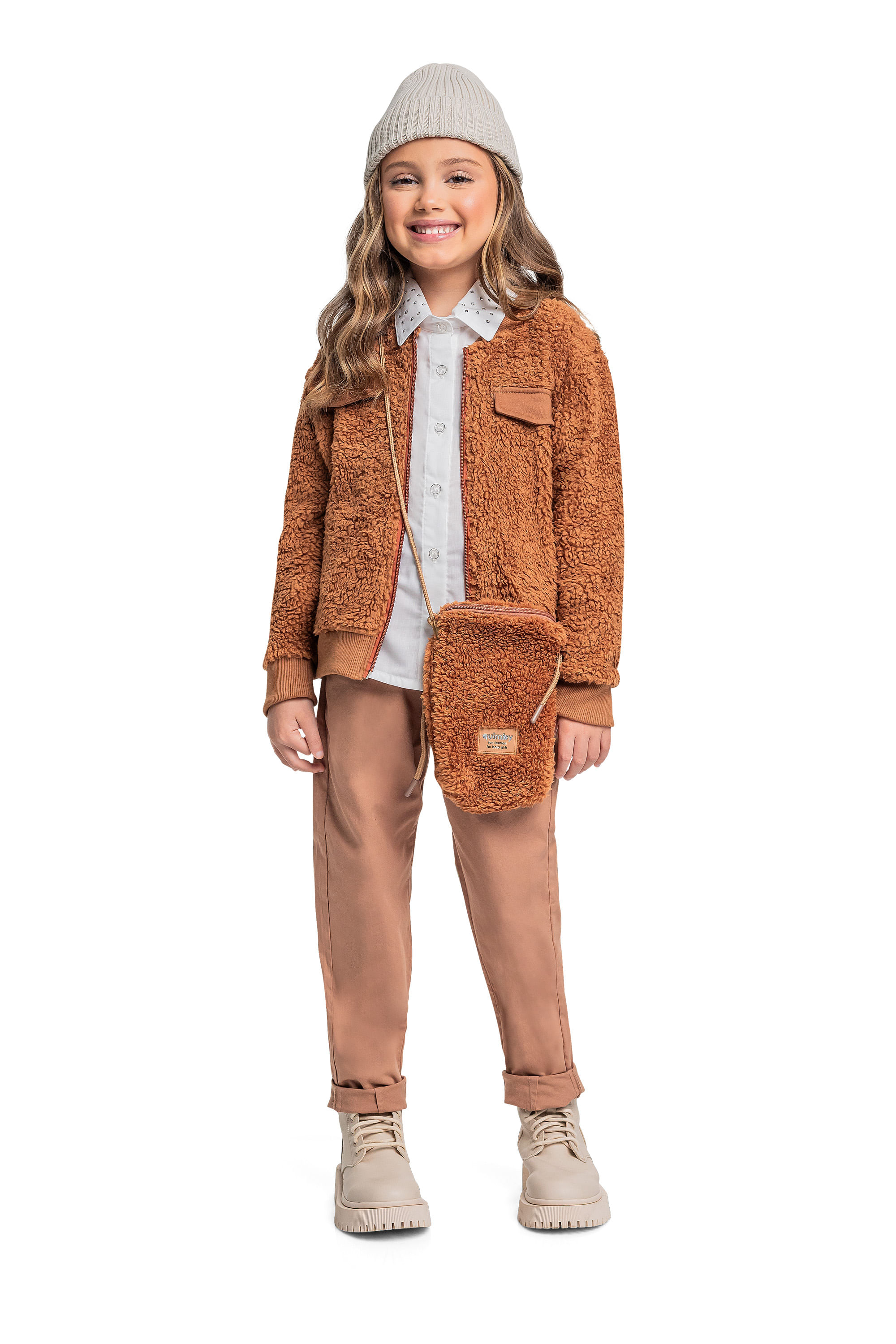 Bolsa com Pelinhos para Menina (Marrom) Quimby