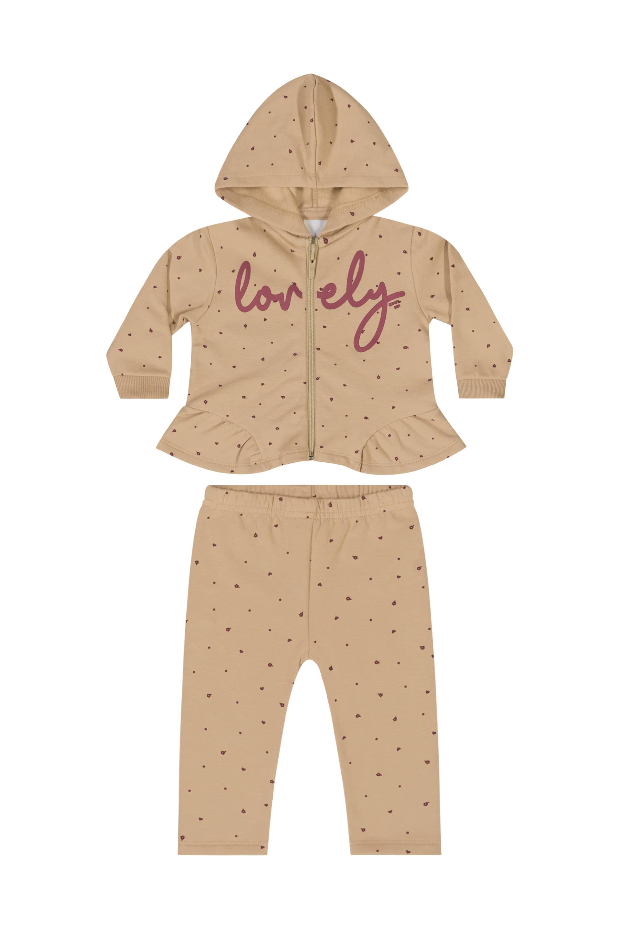 Conjunto com Jaqueta e Legging para Bebê Menina (Marrom) Quimby