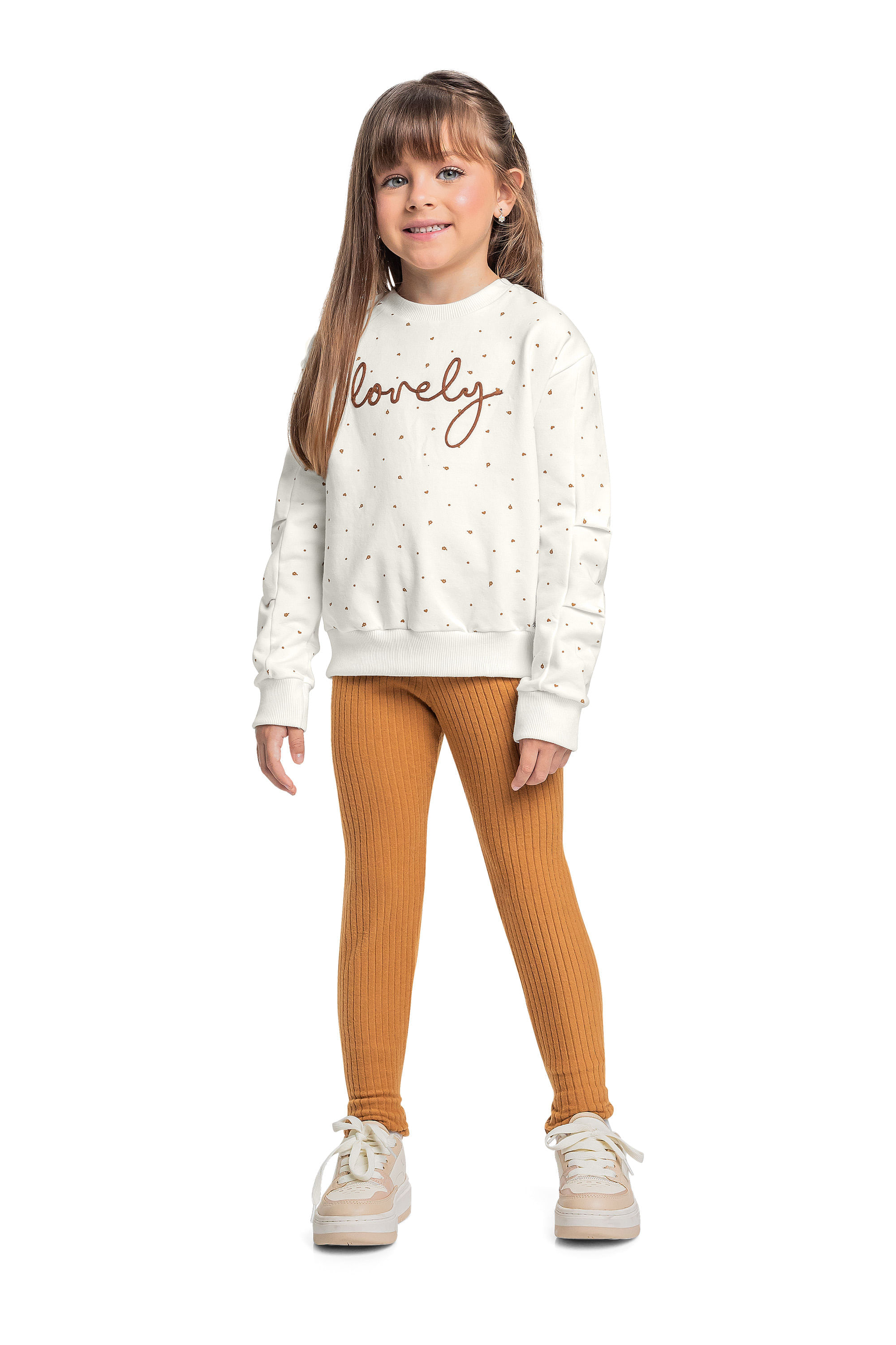Calça Legging em Malha Cotelê para Menina (Marrom) Quimby - Imagem 13