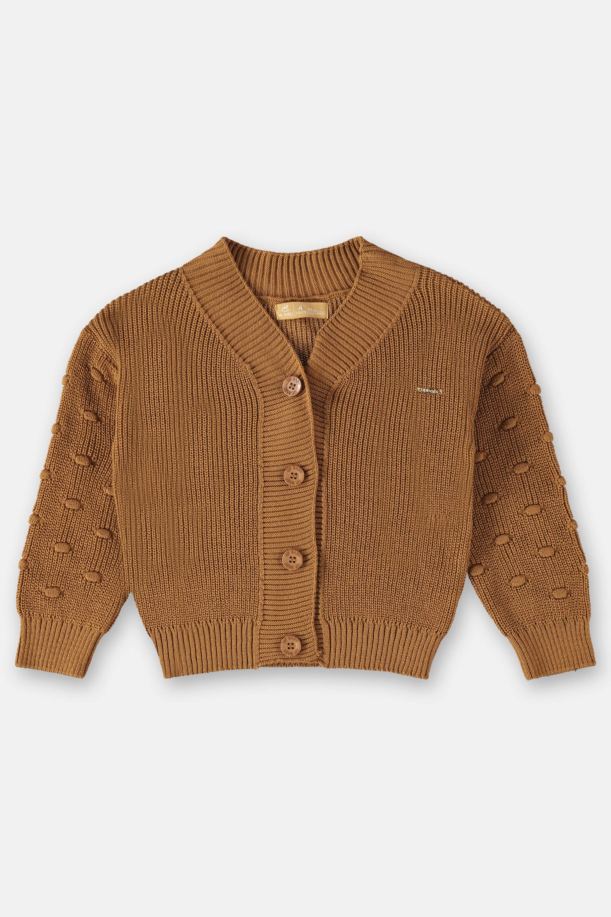 Casaco em Tricô Infantil para Meninas (Marrom) Up Baby - Imagem 34