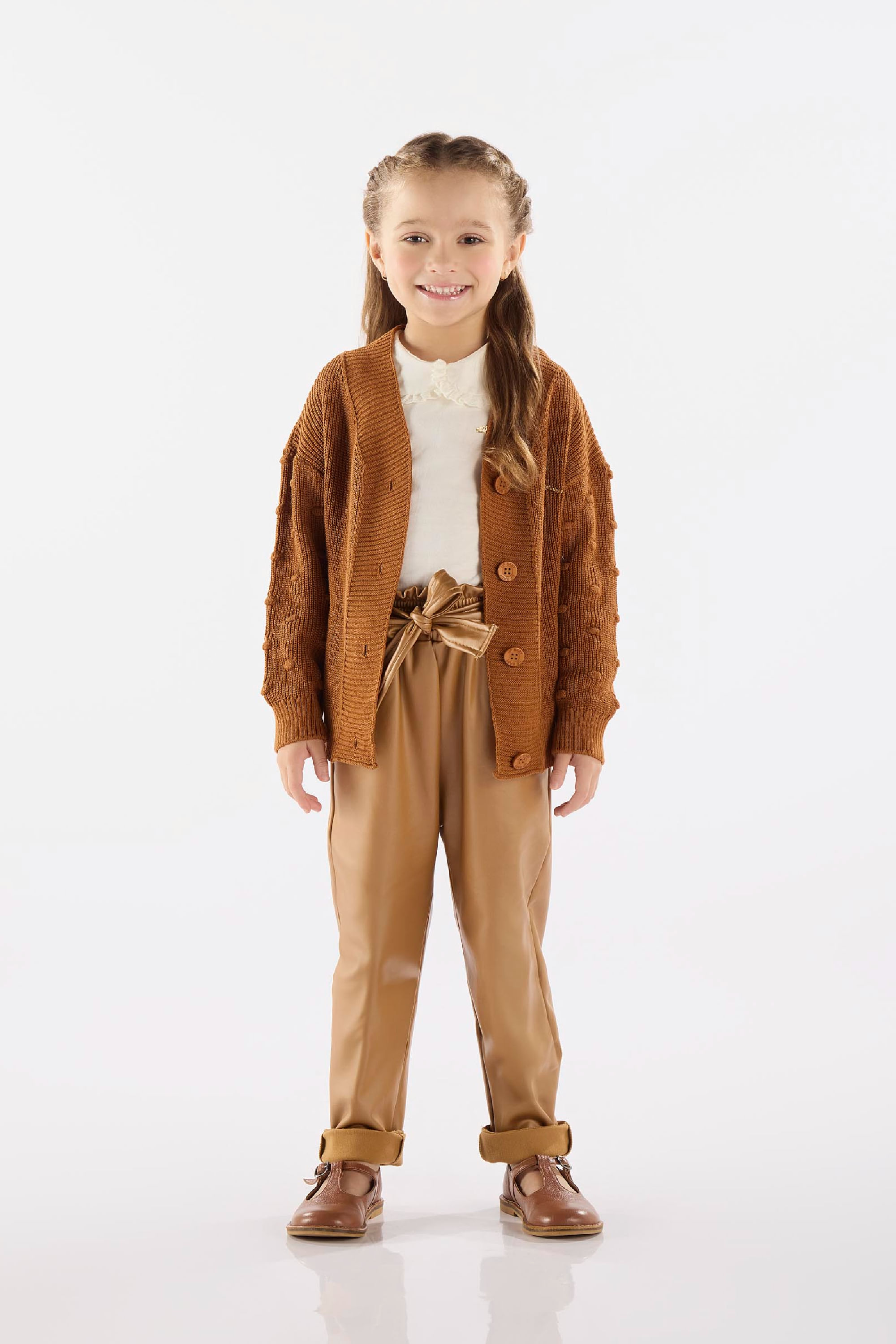 Casaco em Tricô Infantil para Meninas (Marrom) Up Baby - Imagem 21