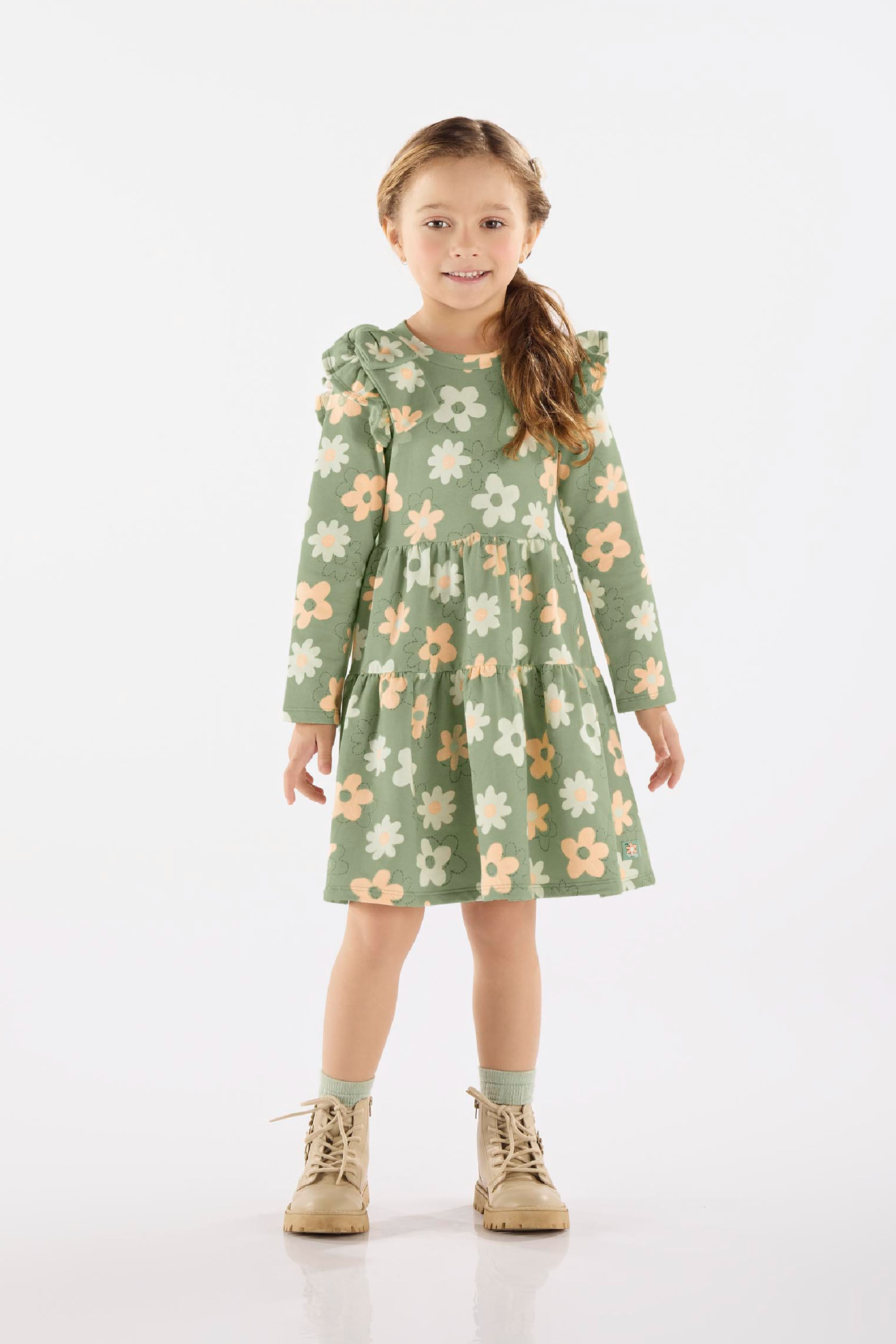 Vestido Infantil em Molecotton com Felpa (Verde) Up Baby