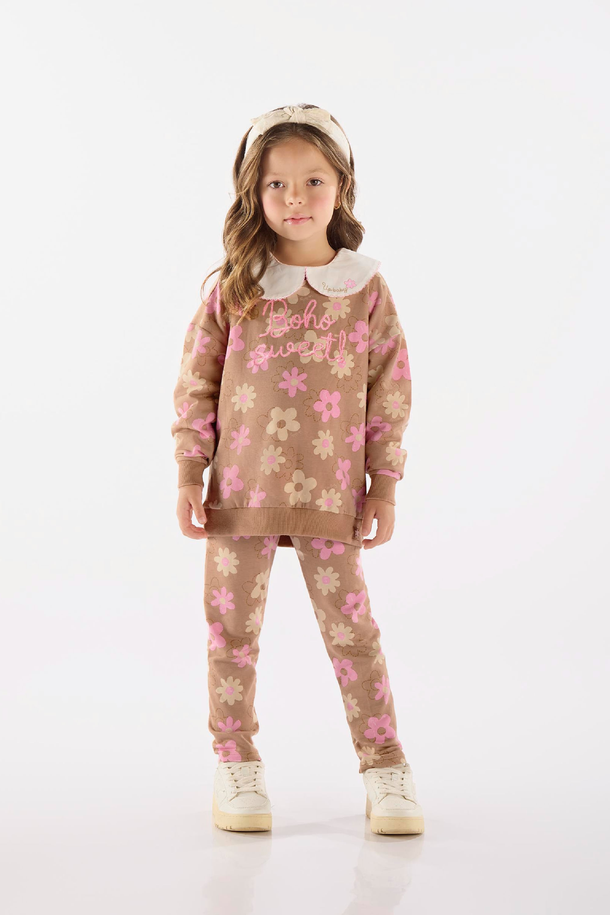 Conjunto Infantil com Blusão e Legging em Molecotton (Marrom) Up Baby